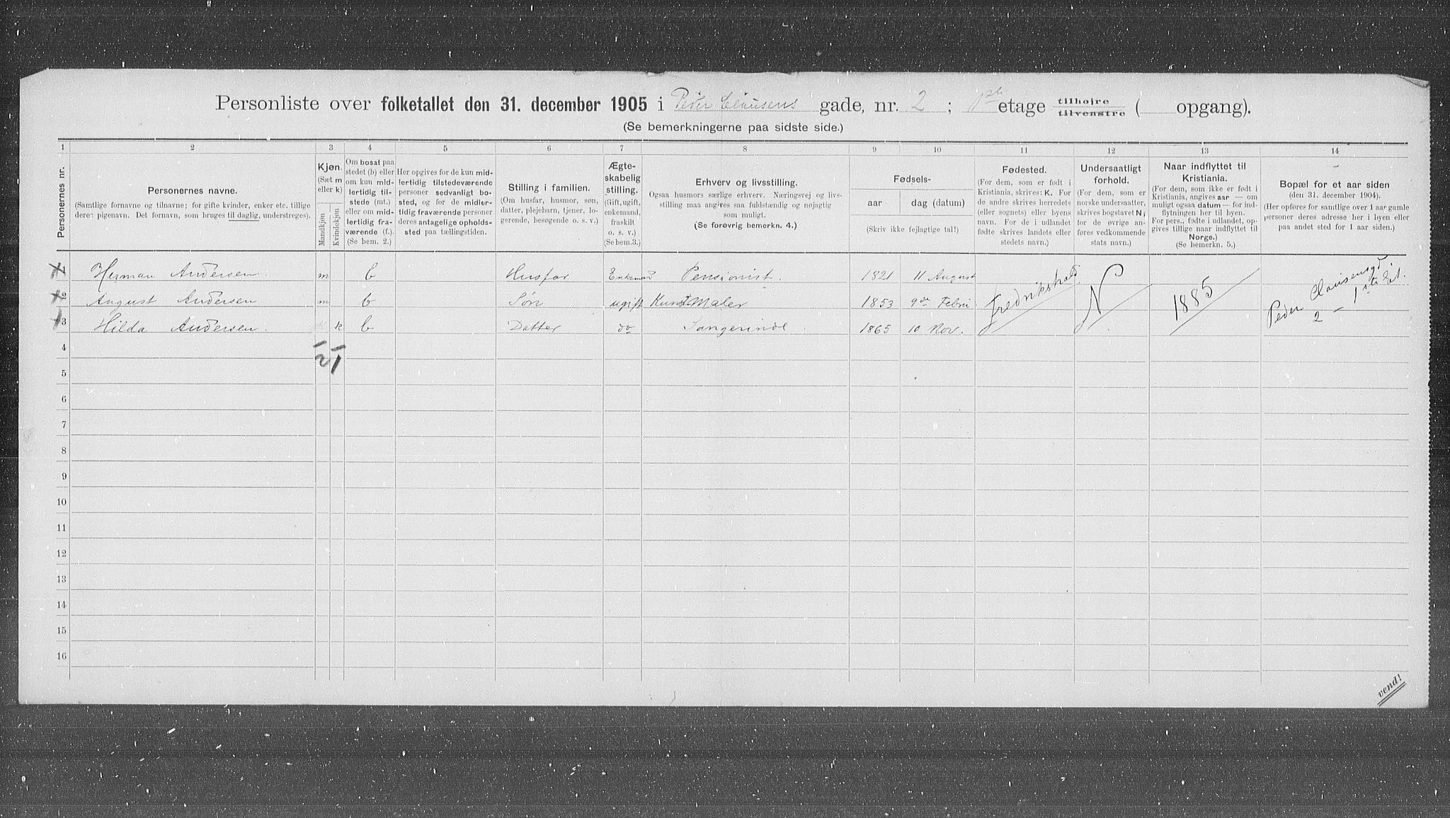 OBA, Municipal Census 1905 for Kristiania, 1905, p. 41430