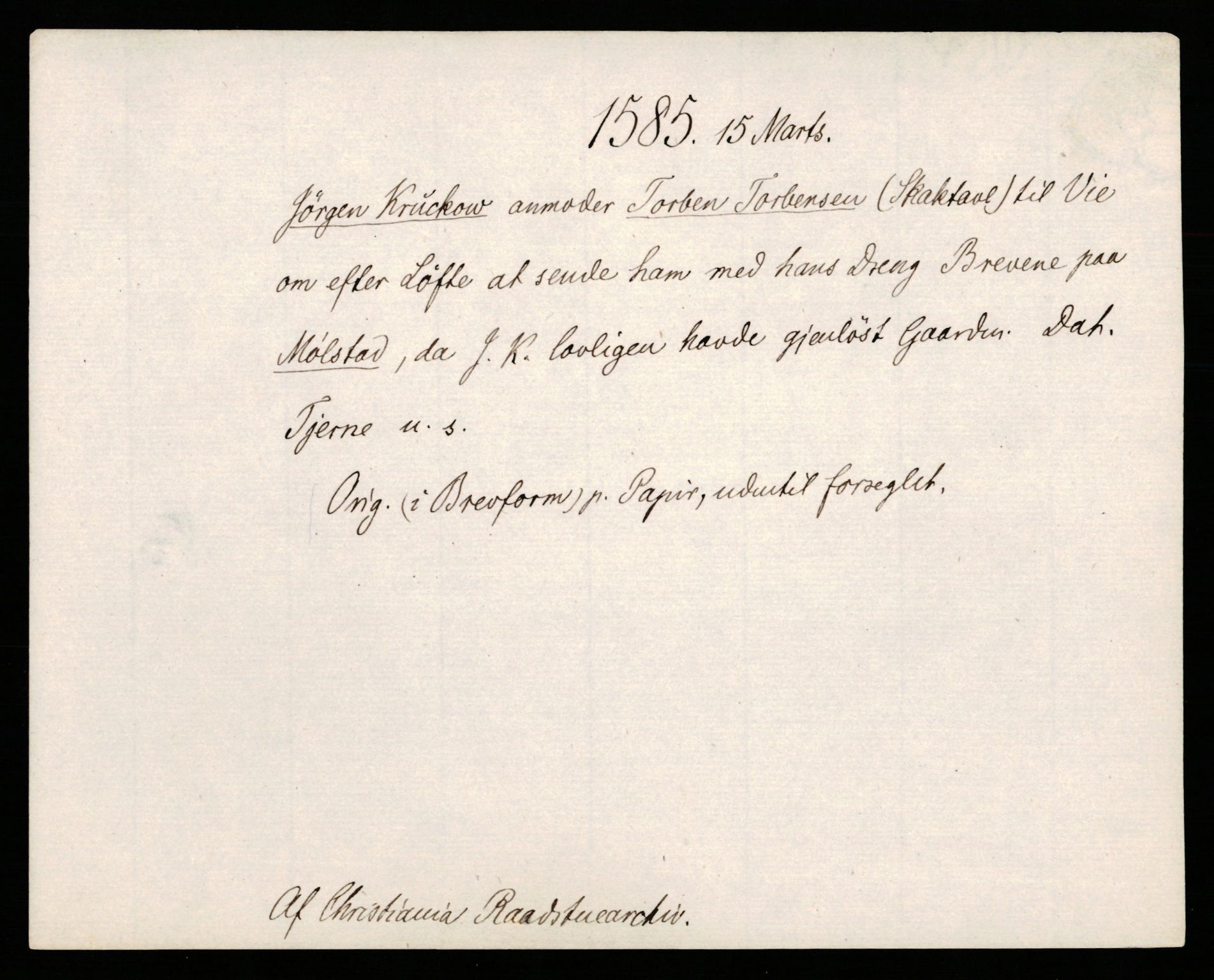 Riksarkivets diplomsamling, AV/RA-EA-5965/F35/F35b/L0003: Riksarkivets diplomer, seddelregister, 1583-1592, p. 61