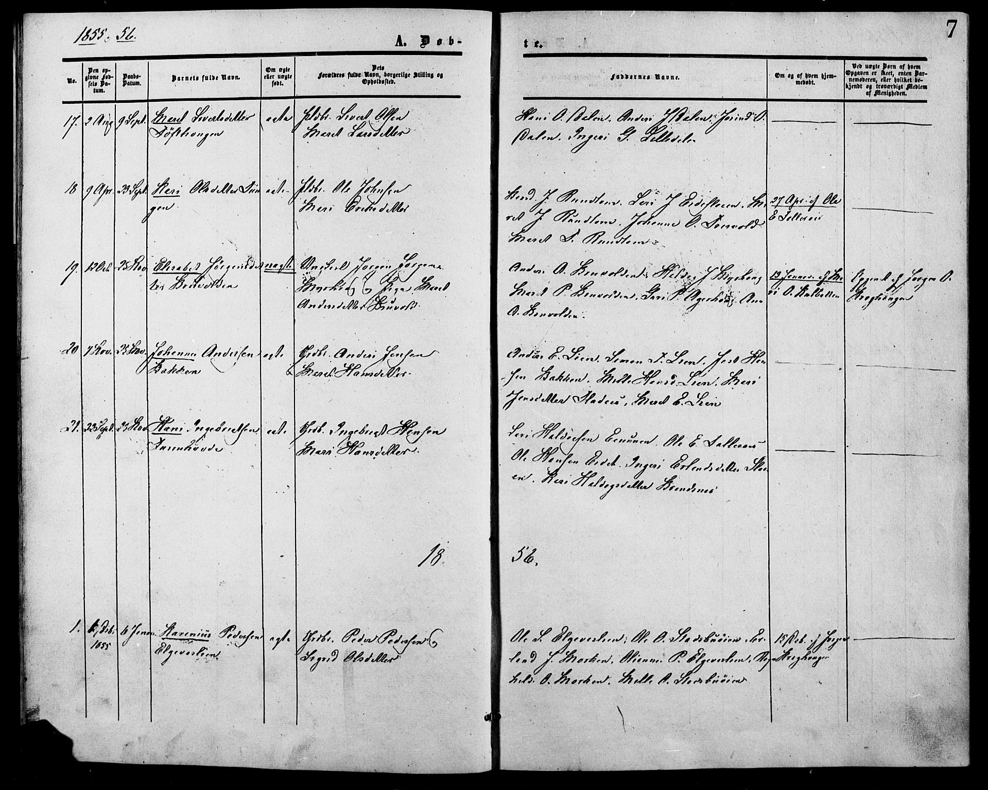 Lesja prestekontor, SAH/PREST-068/H/Ha/Haa/L0007: Parish register (official) no. 7, 1854-1862, p. 7