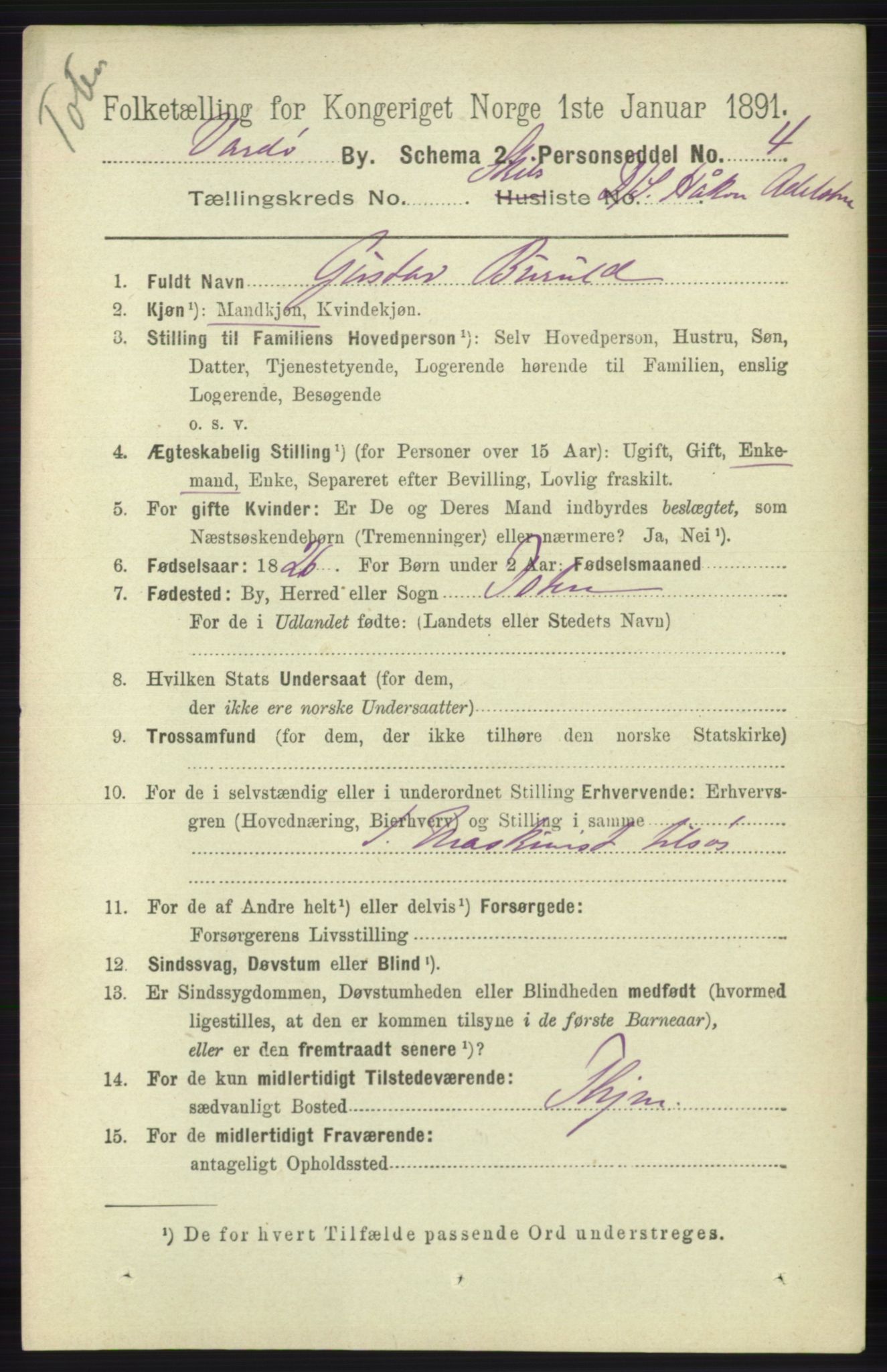 RA, 1891 census for 2002 Vardø, 1891, p. 2742