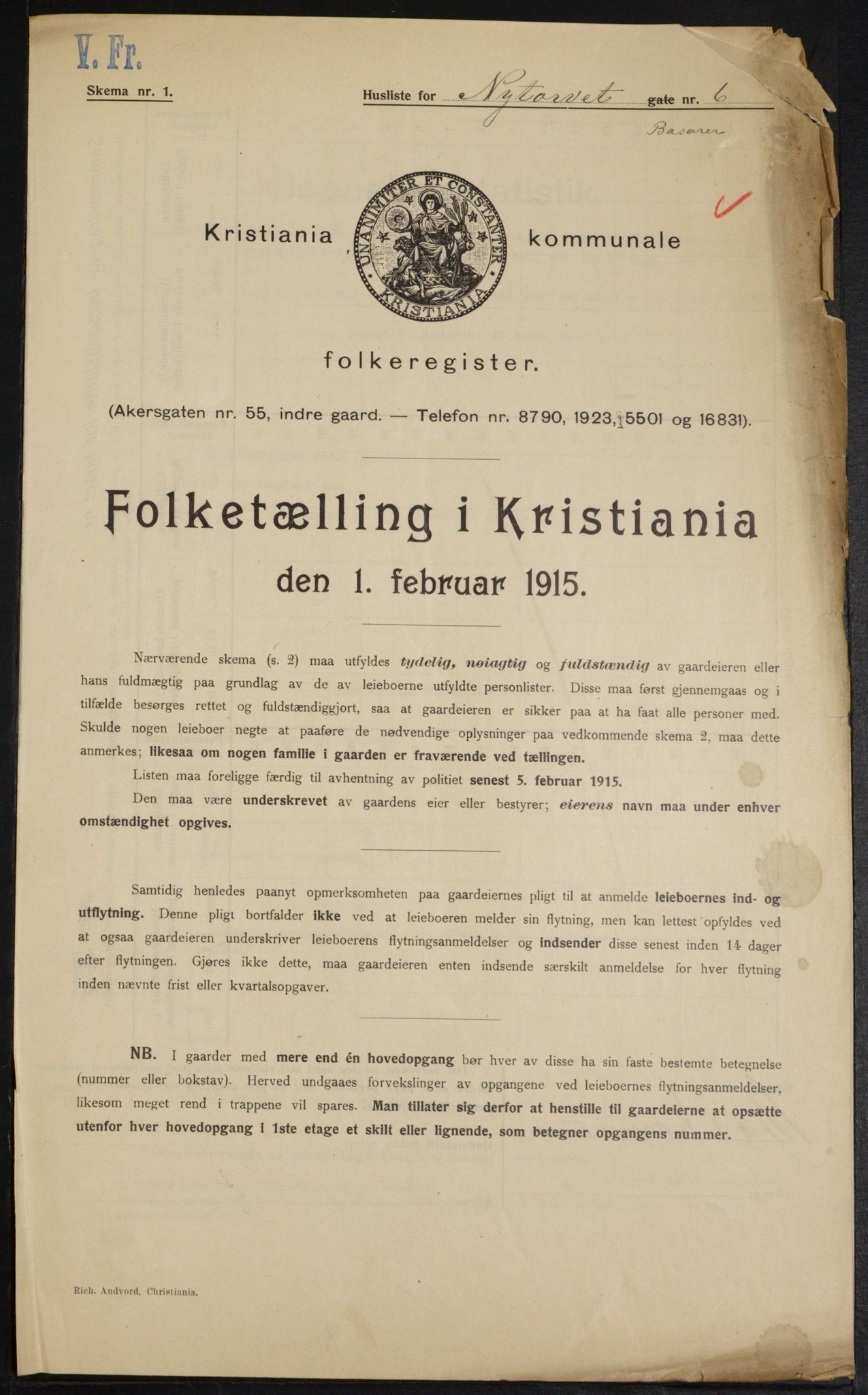 OBA, Municipal Census 1915 for Kristiania, 1915, p. 73528