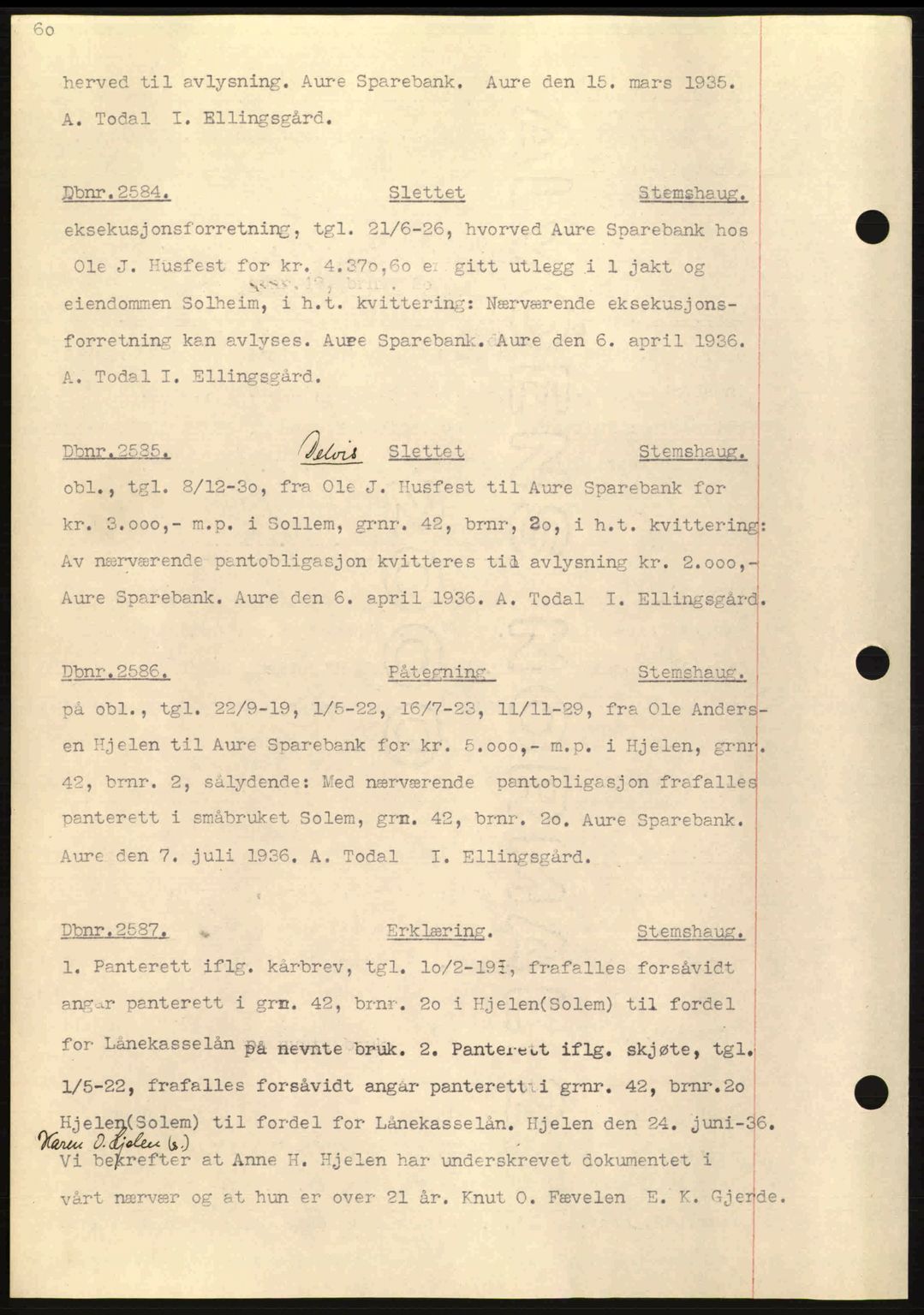 Nordmøre sorenskriveri, AV/SAT-A-4132/1/2/2Ca: Mortgage book no. C80, 1936-1939, Diary no: : 2584/1936