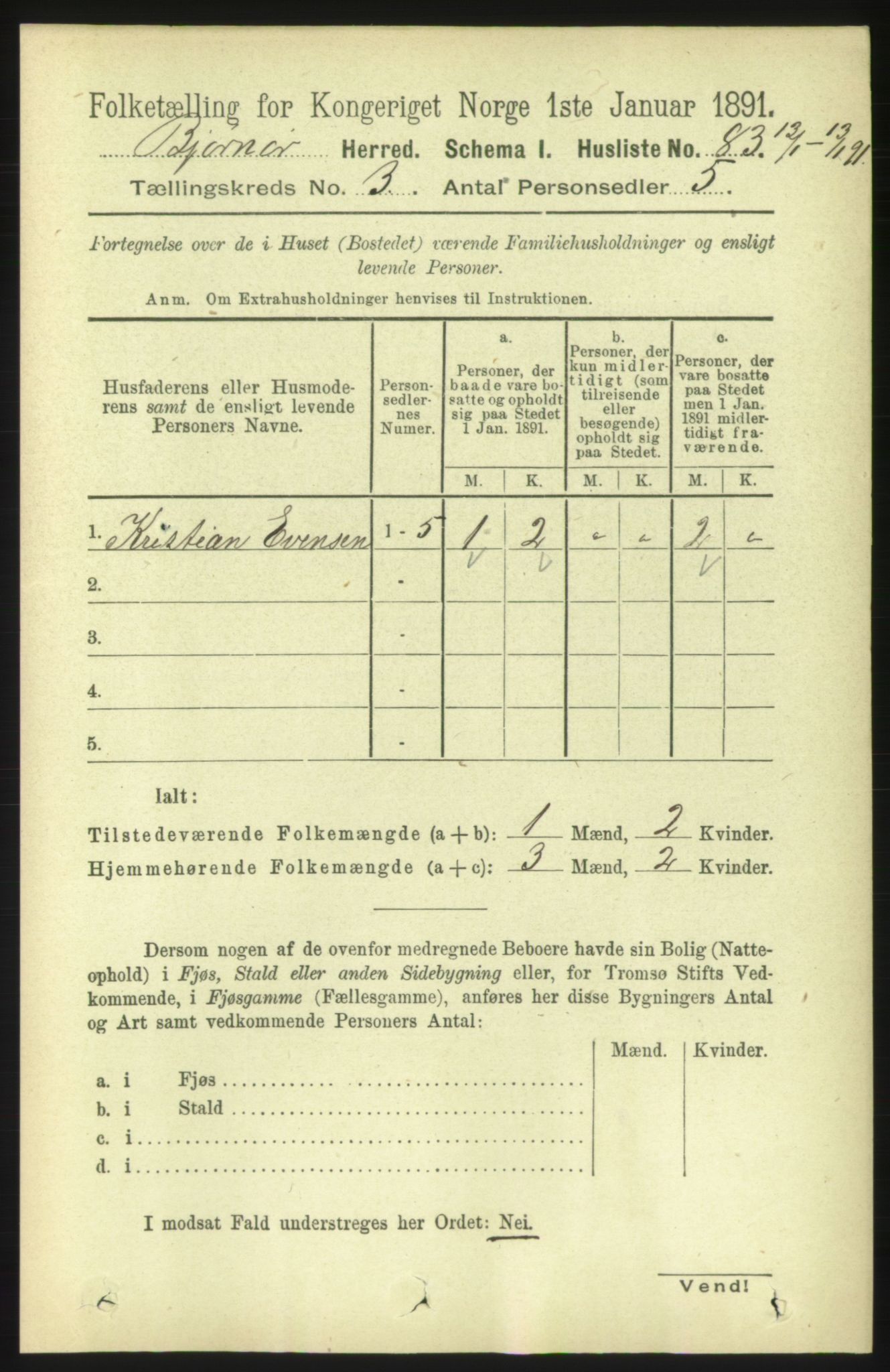 RA, 1891 census for 1632 Bjørnør, 1891, p. 1190