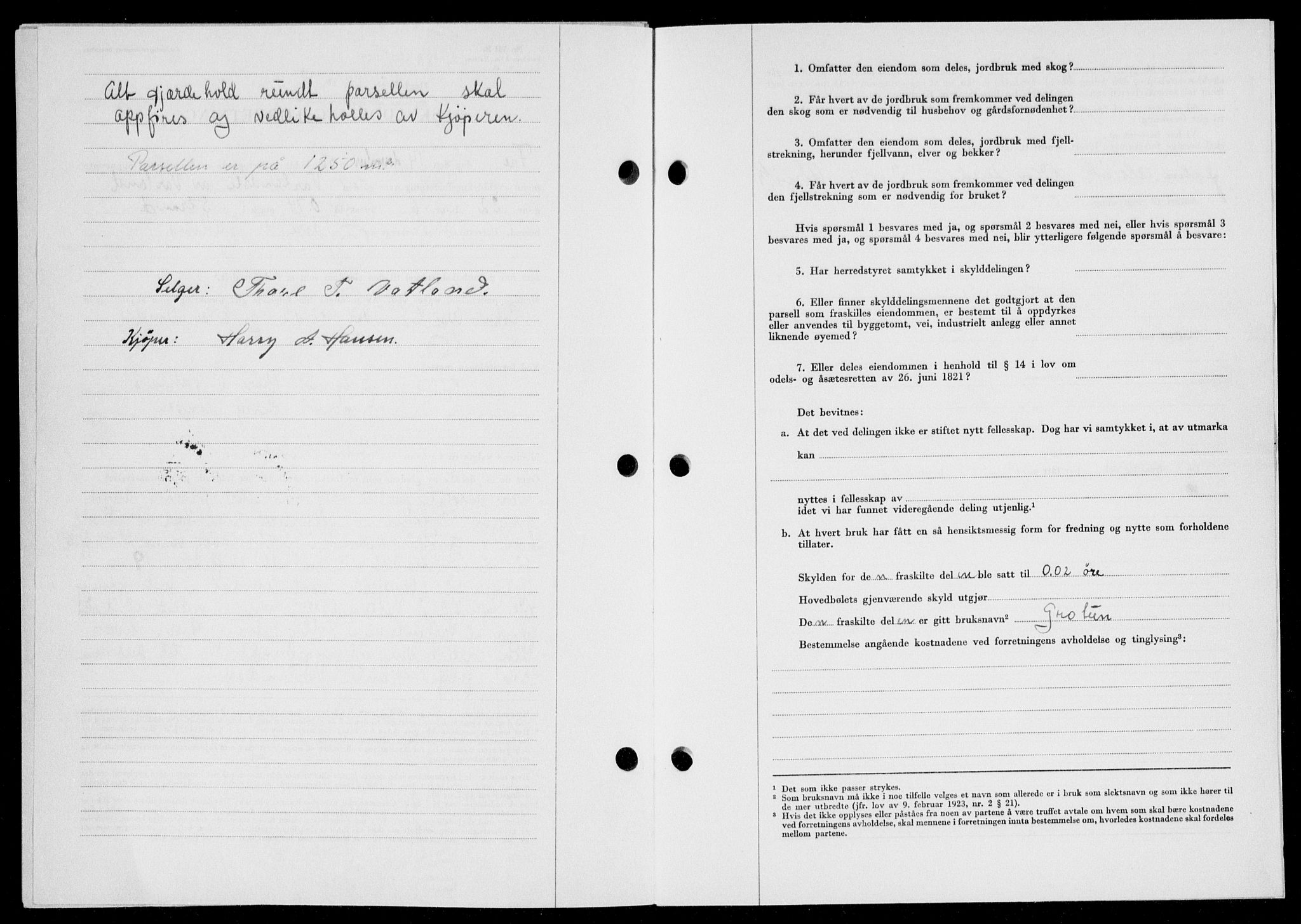 Ryfylke tingrett, SAST/A-100055/001/II/IIB/L0139: Mortgage book no. 118, 1957-1957, Diary no: : 1851/1957