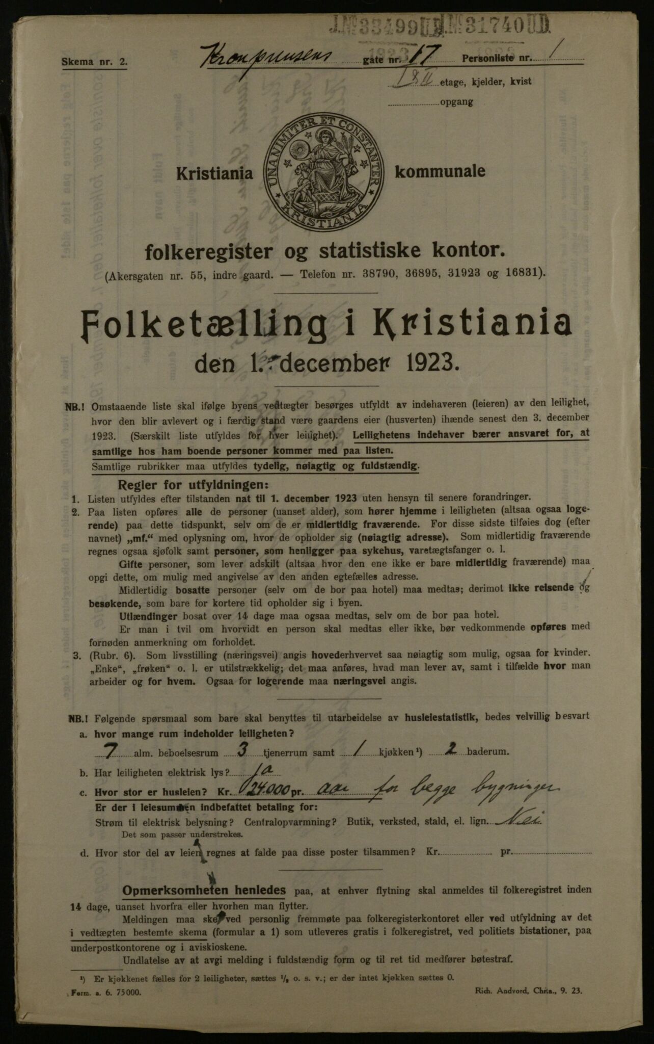 OBA, Municipal Census 1923 for Kristiania, 1923, p. 61271