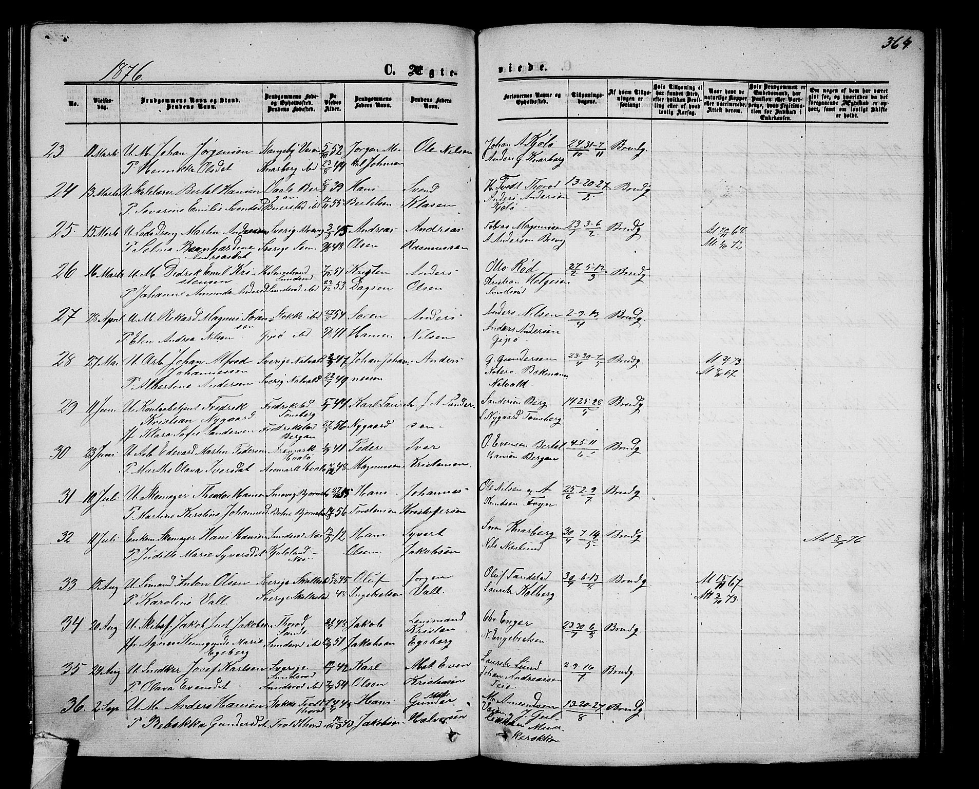 Nøtterøy kirkebøker, AV/SAKO-A-354/G/Ga/L0002: Parish register (copy) no. I 2, 1860-1877, p. 364