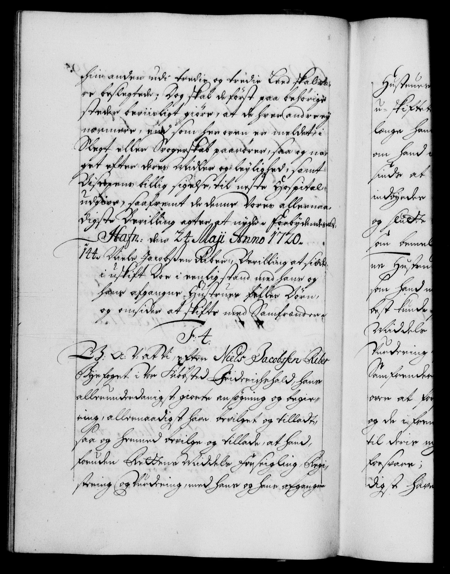 Danske Kanselli 1572-1799, AV/RA-EA-3023/F/Fc/Fca/Fcaa/L0023: Norske registre, 1720-1722, p. 95b