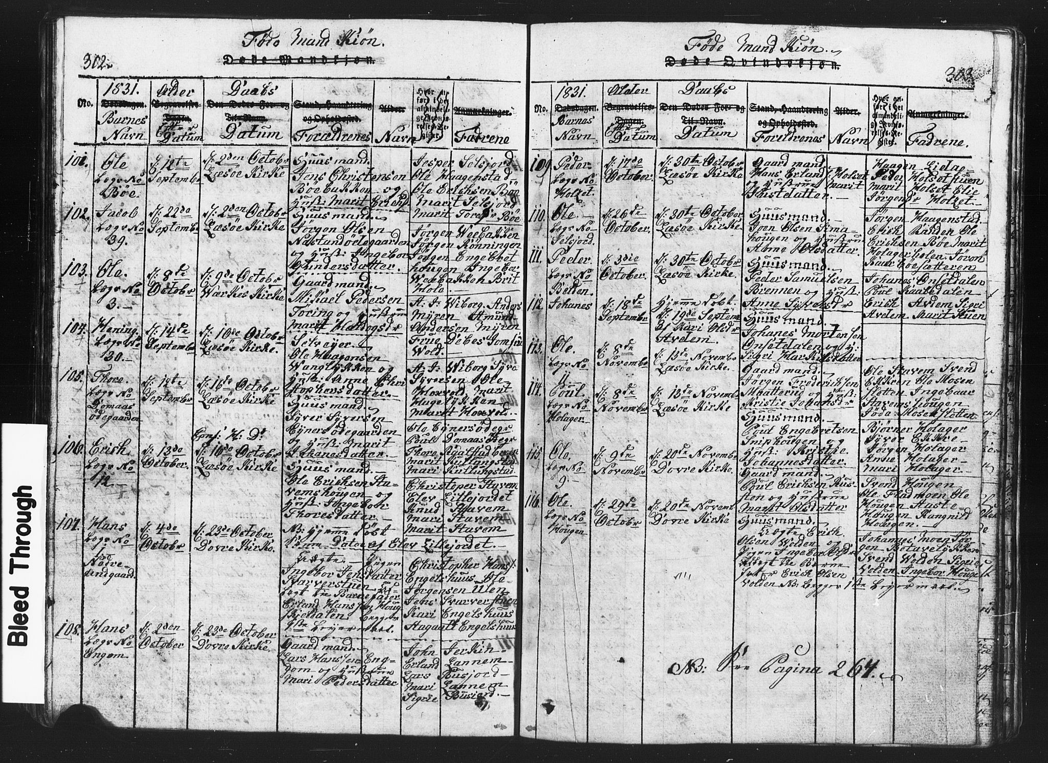 Lesja prestekontor, SAH/PREST-068/H/Ha/Hab/L0001: Parish register (copy) no. 1, 1820-1831, p. 302-303