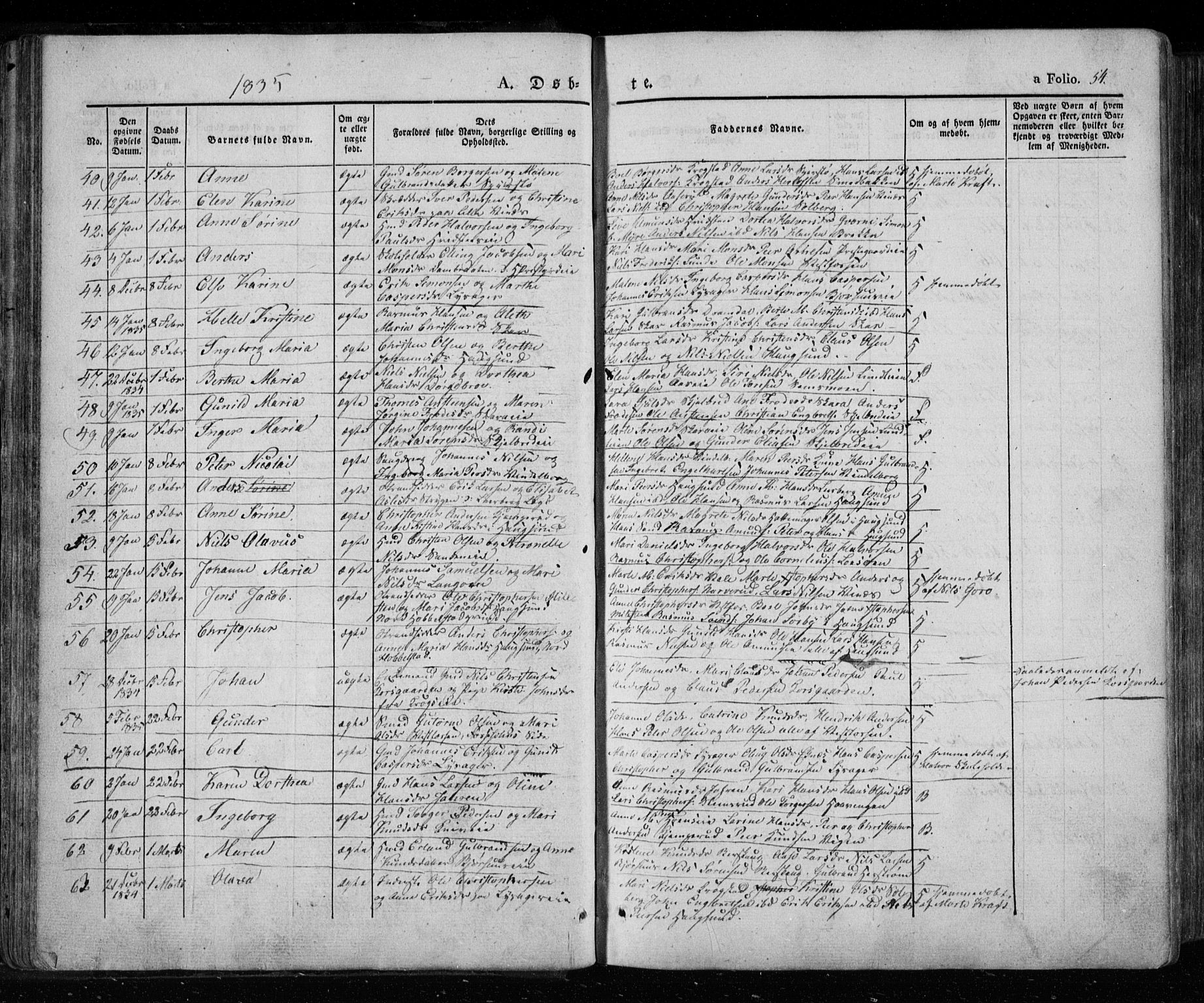 Eiker kirkebøker, SAKO/A-4/F/Fa/L0013a: Parish register (official) no. I 13A, 1832-1845, p. 54