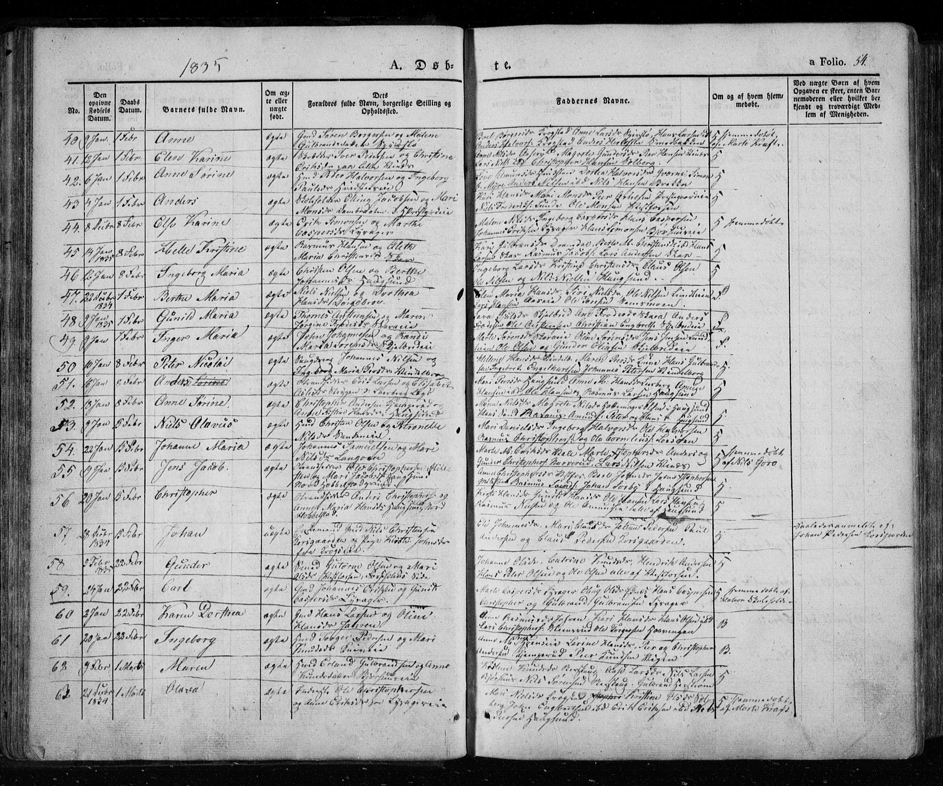 Eiker kirkebøker, AV/SAKO-A-4/F/Fa/L0013a: Parish register (official) no. I 13A, 1832-1845, p. 54