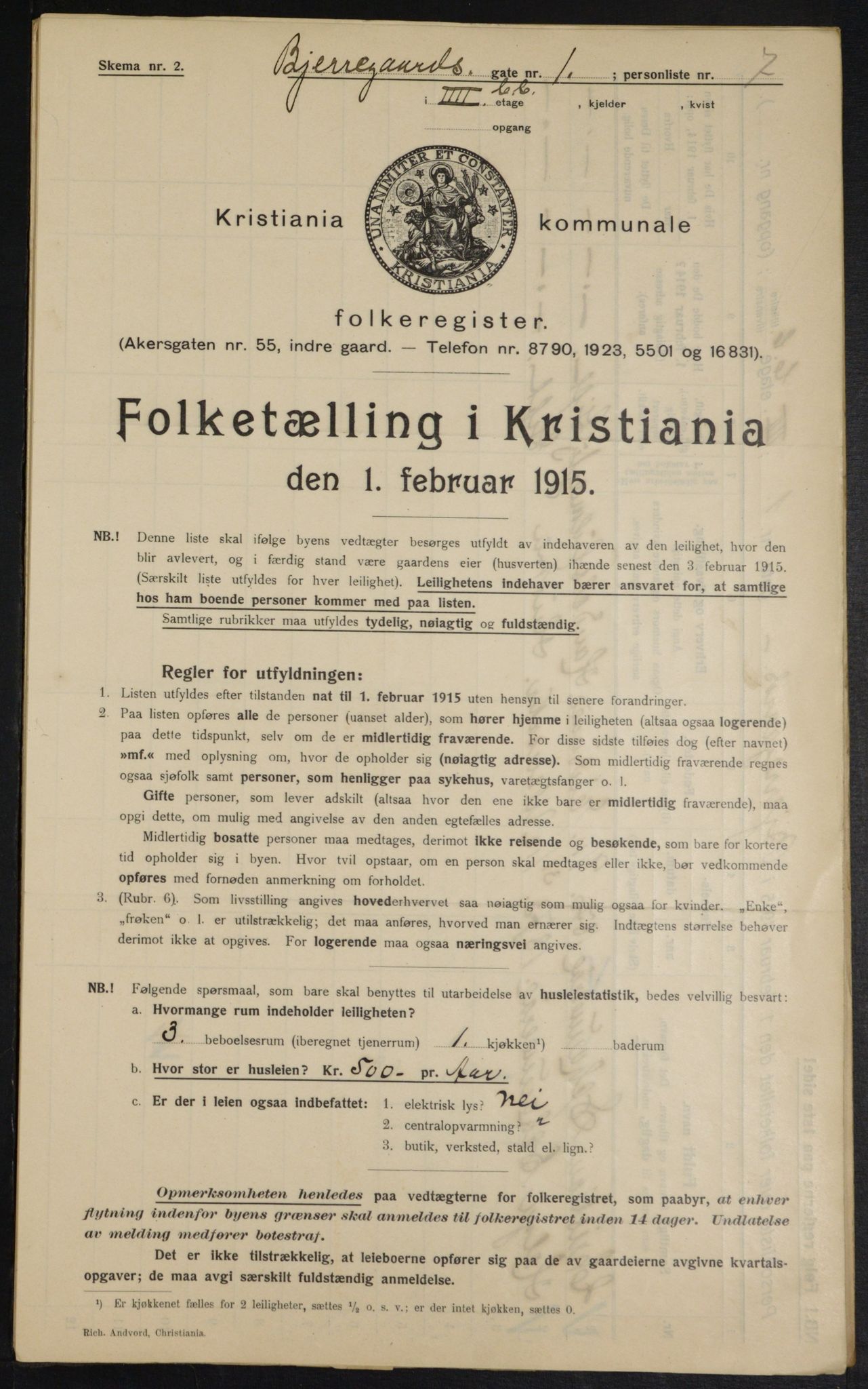 OBA, Municipal Census 1915 for Kristiania, 1915, p. 5514