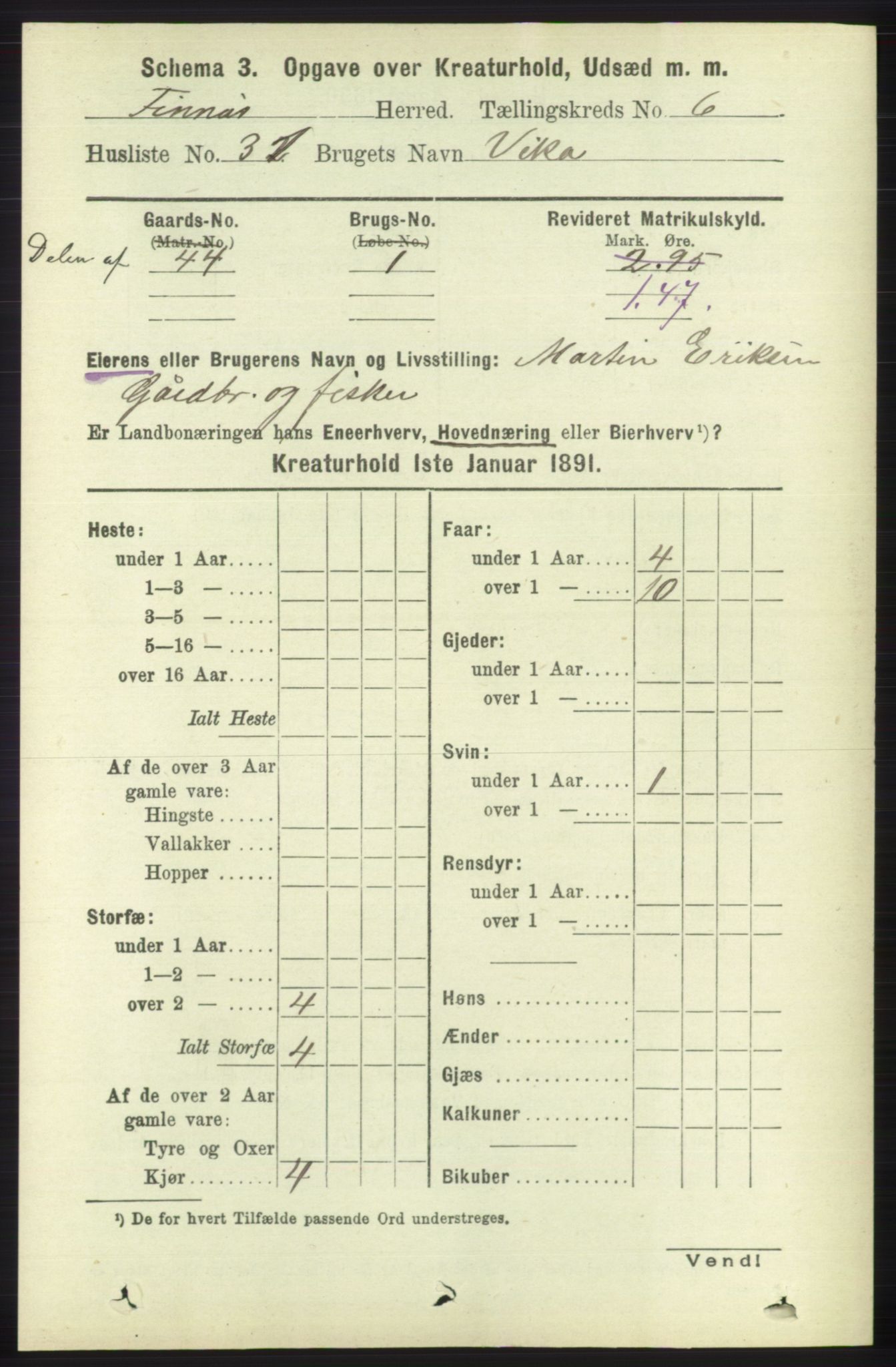 RA, 1891 census for 1218 Finnås, 1891, p. 6684