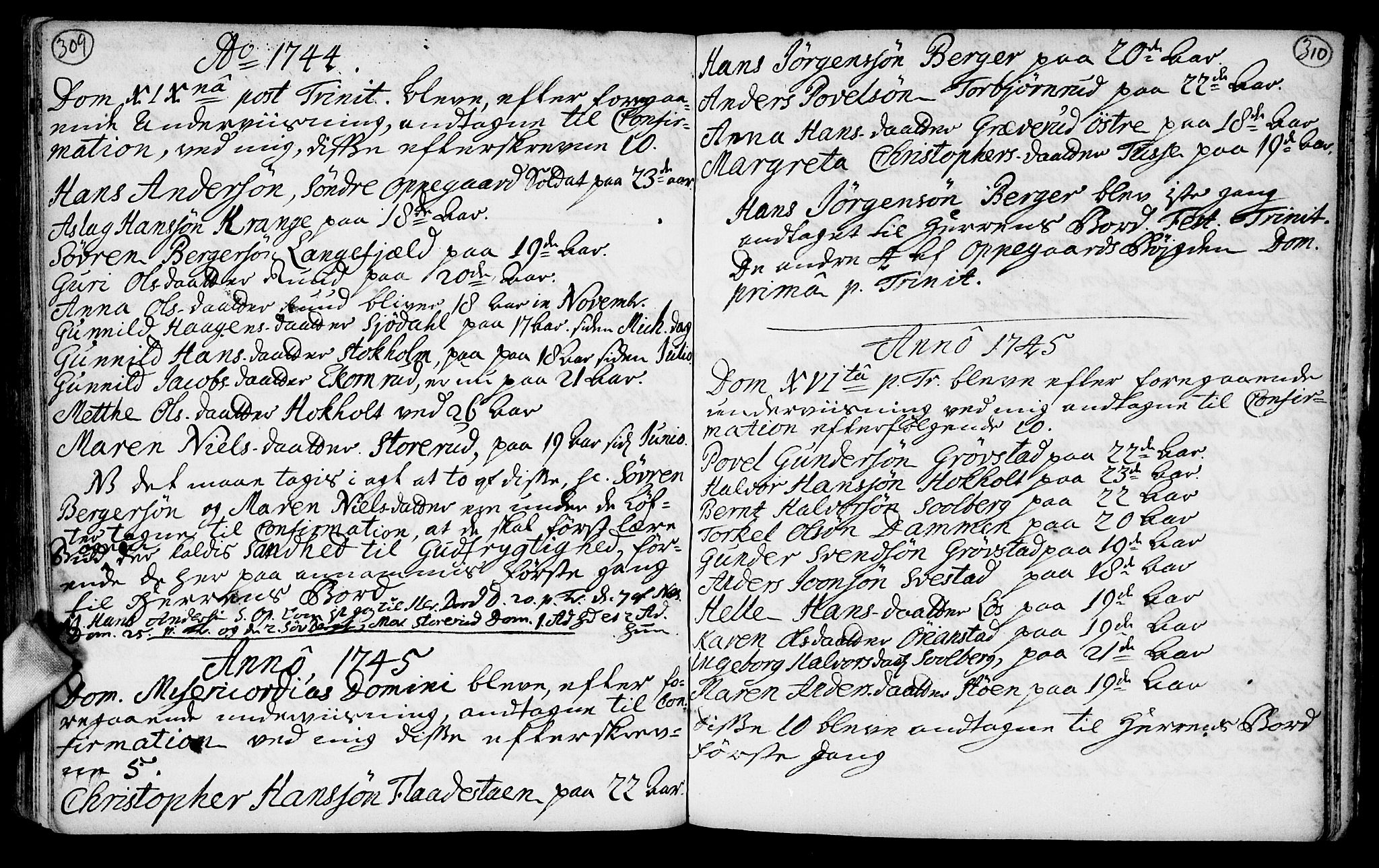 Nesodden prestekontor Kirkebøker, SAO/A-10013/F/Fa/L0001: Parish register (official) no. I 1, 1709-1749, p. 309-310