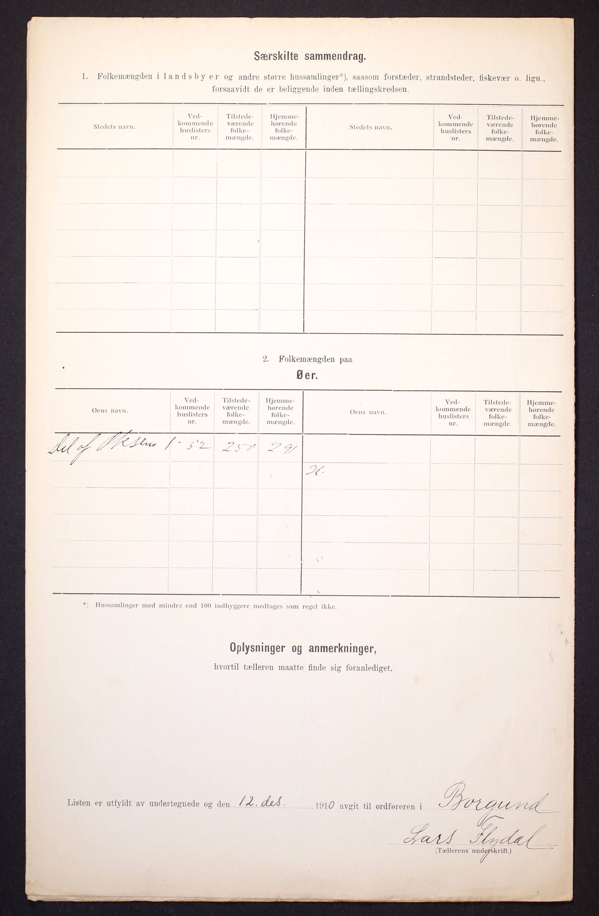 RA, 1910 census for Borgund, 1910, p. 7