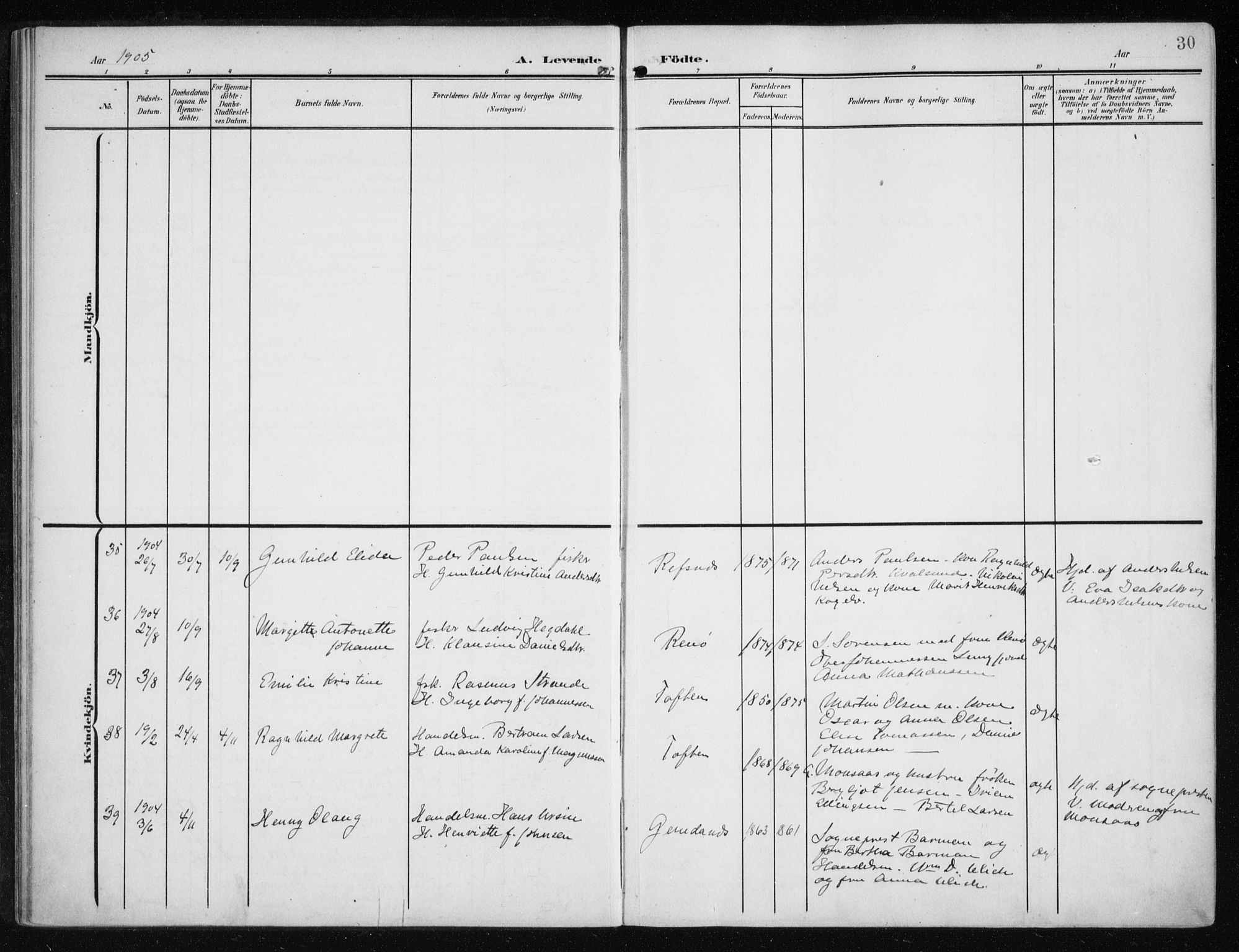 Måsøy sokneprestkontor, AV/SATØ-S-1348/H/Ha/L0009kirke: Parish register (official) no. 9, 1903-1914, p. 30