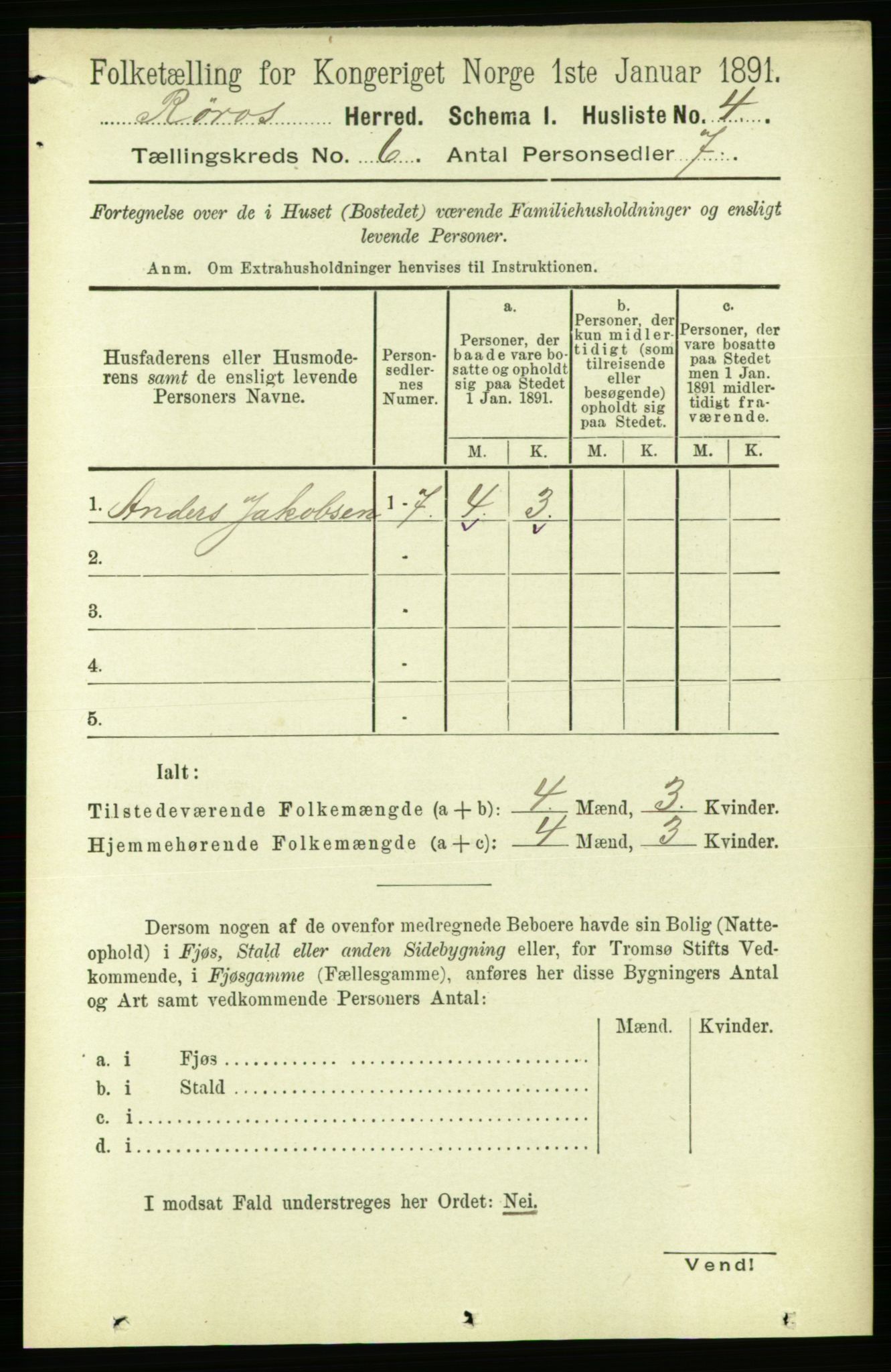 RA, 1891 census for 1640 Røros, 1891, p. 1115