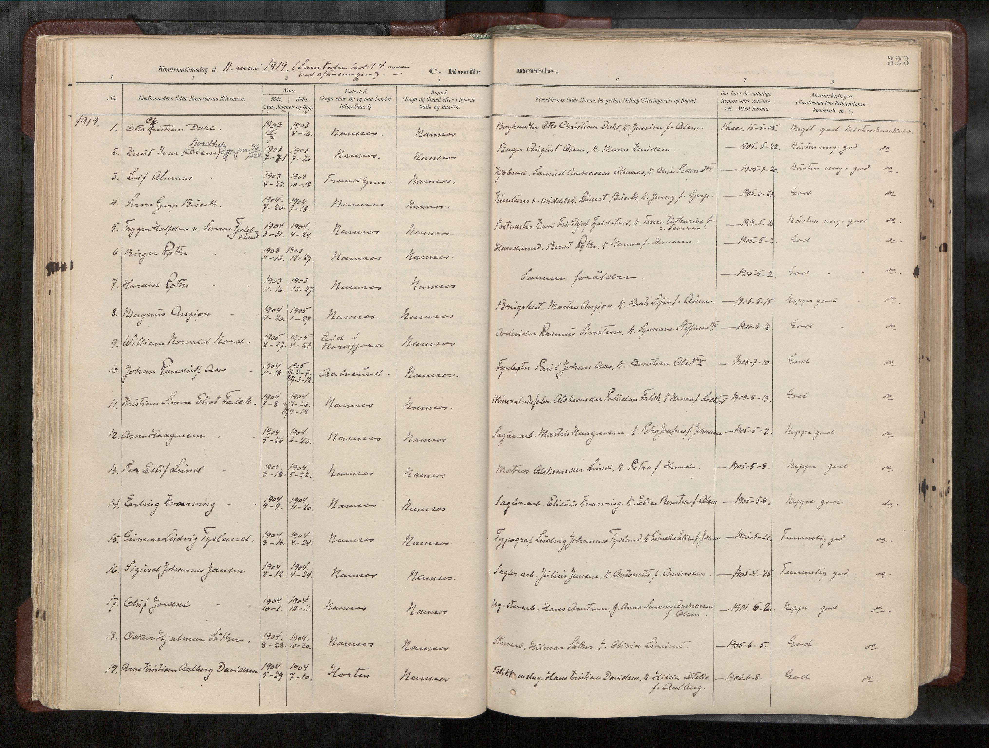 Ministerialprotokoller, klokkerbøker og fødselsregistre - Nord-Trøndelag, SAT/A-1458/768/L0579a: Parish register (official) no. 768A14, 1887-1931, p. 323