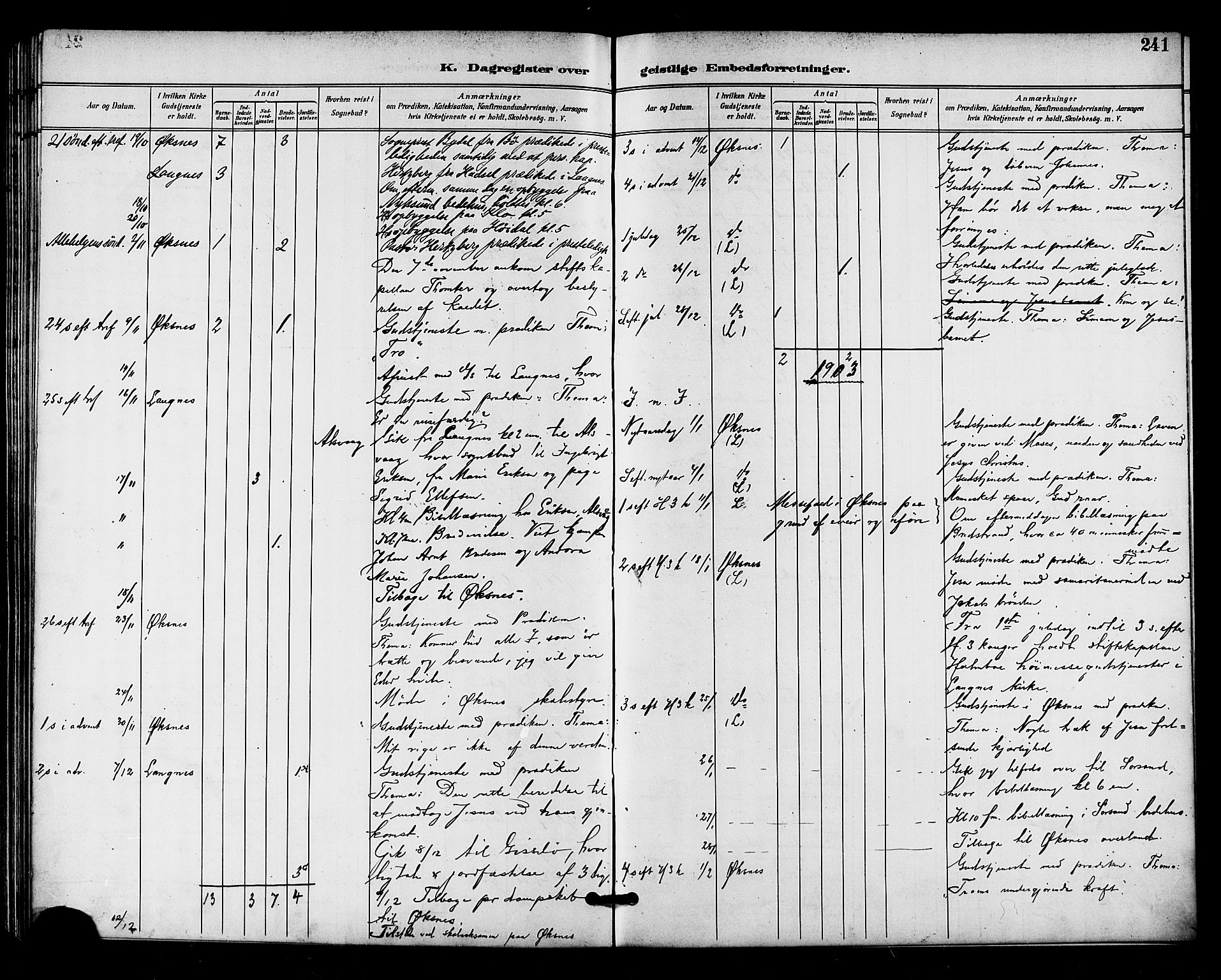 Ministerialprotokoller, klokkerbøker og fødselsregistre - Nordland, AV/SAT-A-1459/893/L1338: Parish register (official) no. 893A10, 1894-1903, p. 241