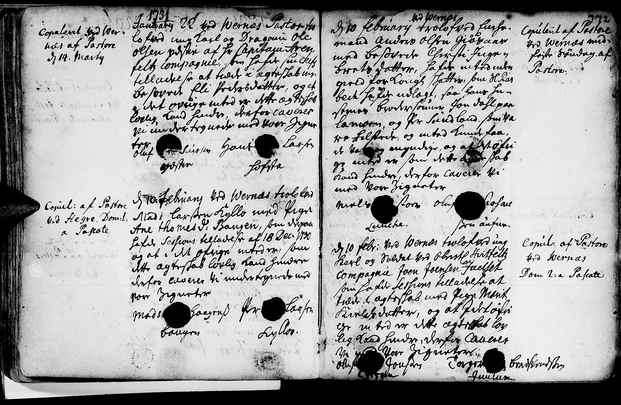 Ministerialprotokoller, klokkerbøker og fødselsregistre - Nord-Trøndelag, SAT/A-1458/709/L0055: Parish register (official) no. 709A03, 1730-1739, p. 771-772