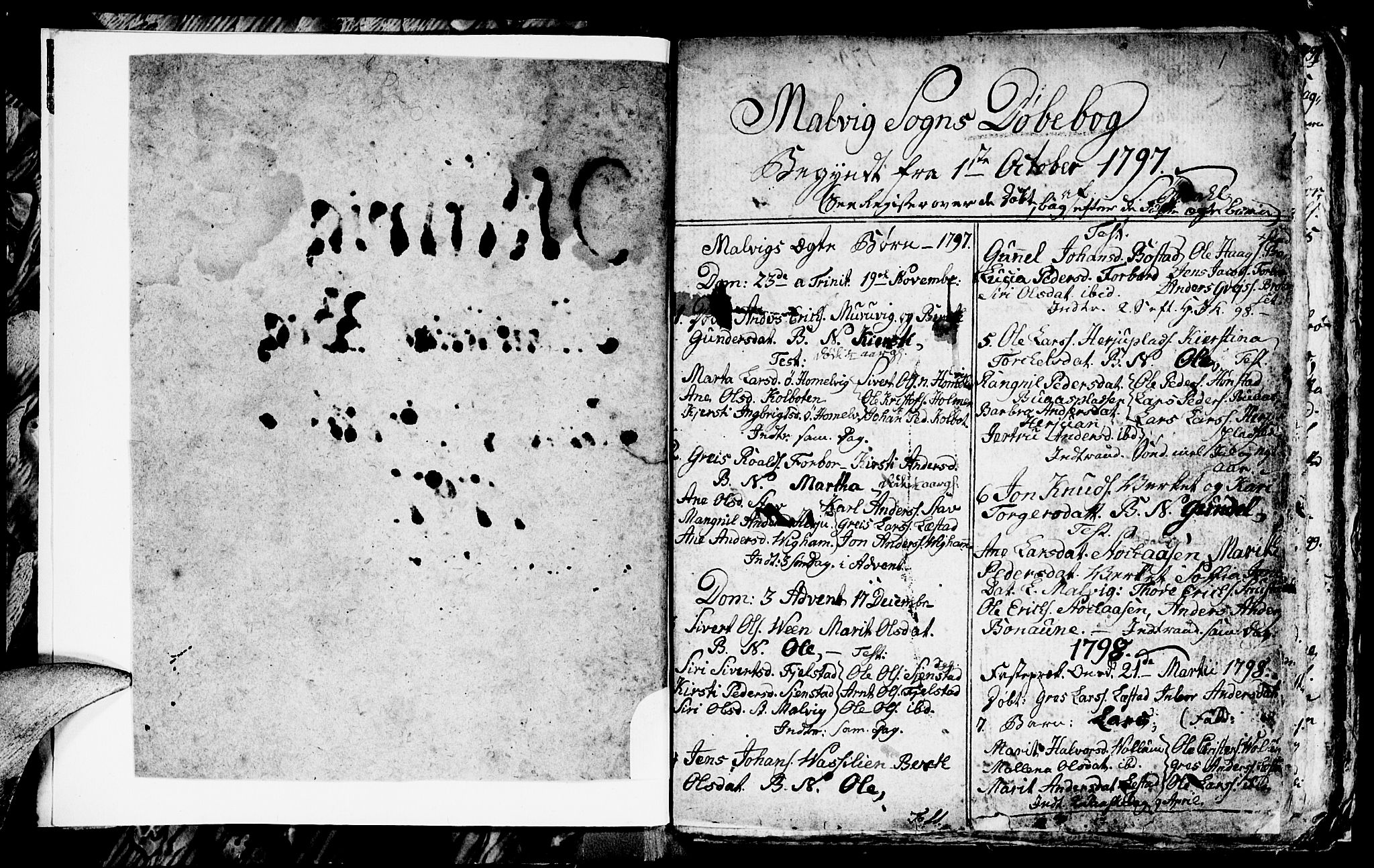 Ministerialprotokoller, klokkerbøker og fødselsregistre - Sør-Trøndelag, SAT/A-1456/616/L0419: Parish register (copy) no. 616C02, 1797-1816, p. 1