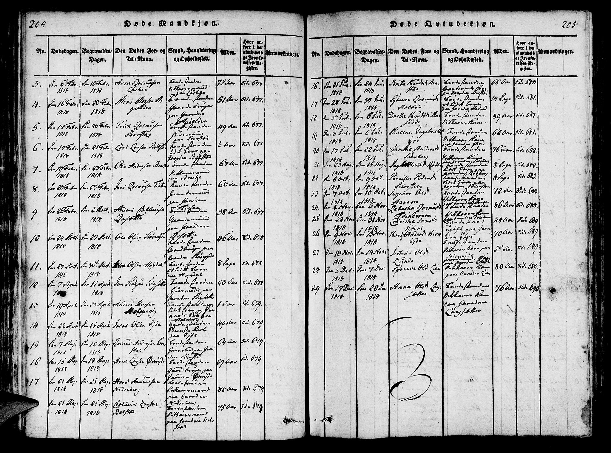 Innvik sokneprestembete, AV/SAB-A-80501: Parish register (official) no. A 2, 1816-1821, p. 204-205