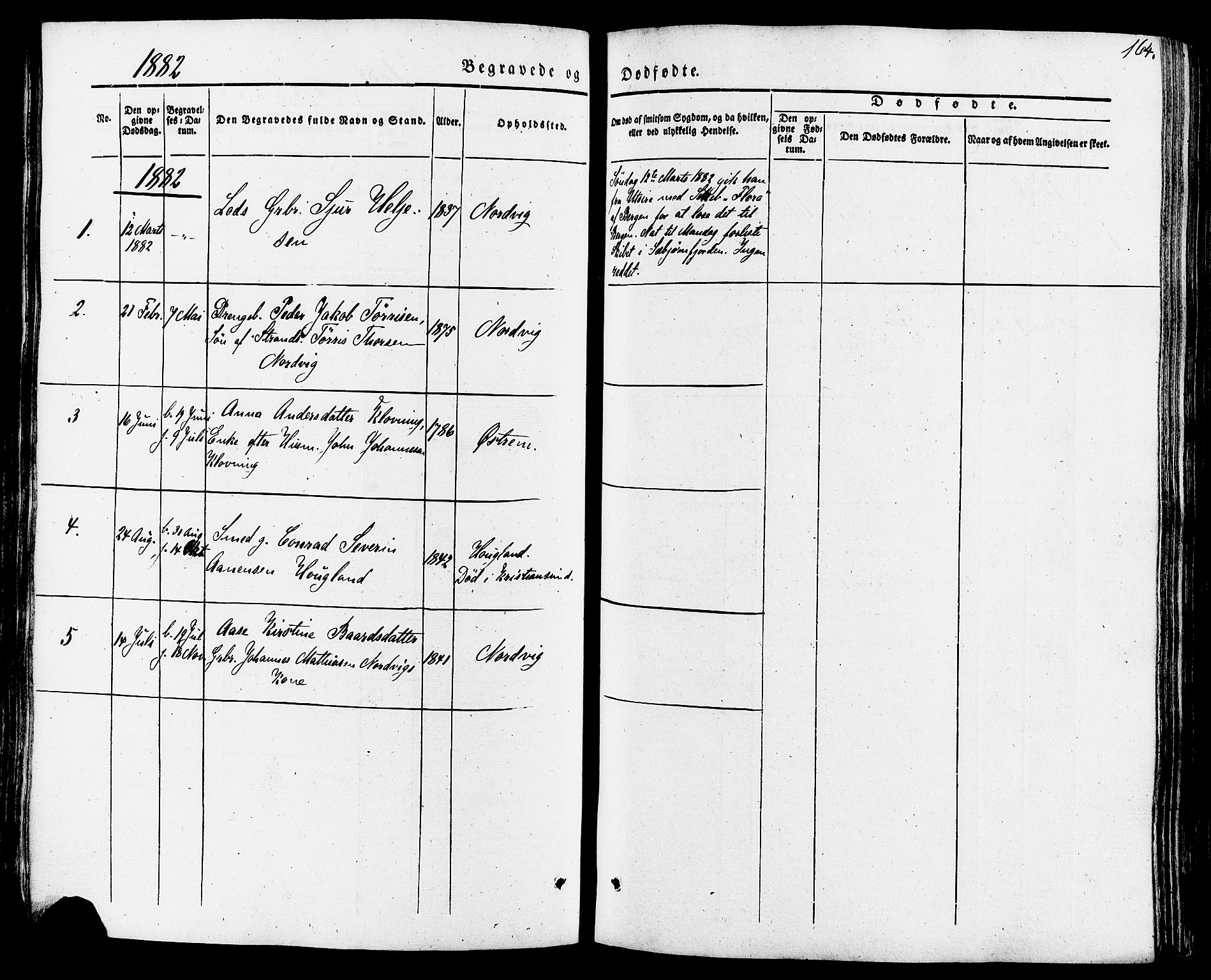 Torvastad sokneprestkontor, SAST/A -101857/H/Ha/Haa/L0007: Parish register (official) no. A 7, 1838-1882, p. 164
