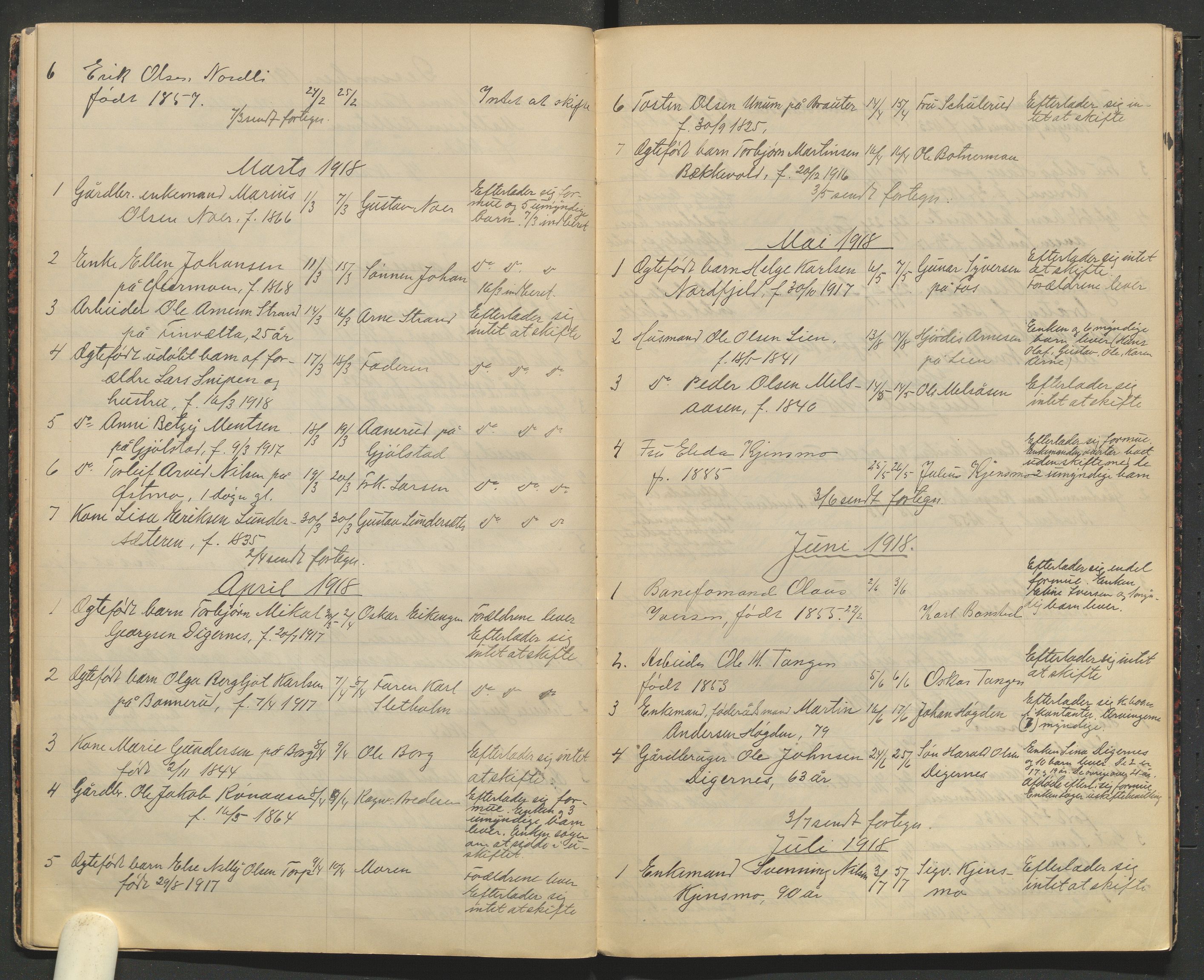 Brandval lensmannskontor, AV/SAH-LHN-016/H/Ha/L0001/0002: Dødsfallsprotokoller / Dødsfallsprotokoll, 1912-1924