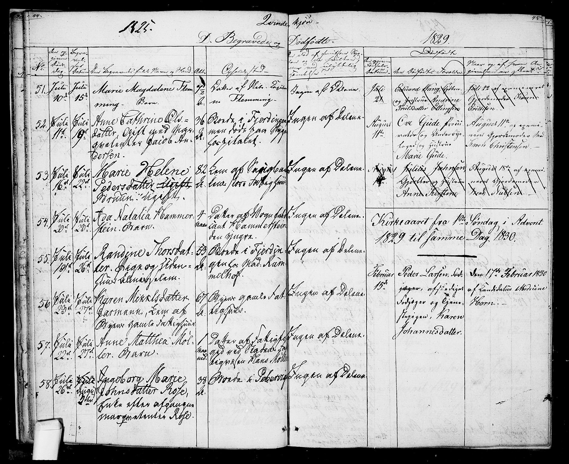 Oslo domkirke Kirkebøker, SAO/A-10752/F/Fa/L0022: Parish register (official) no. 22, 1824-1829, p. 44-45