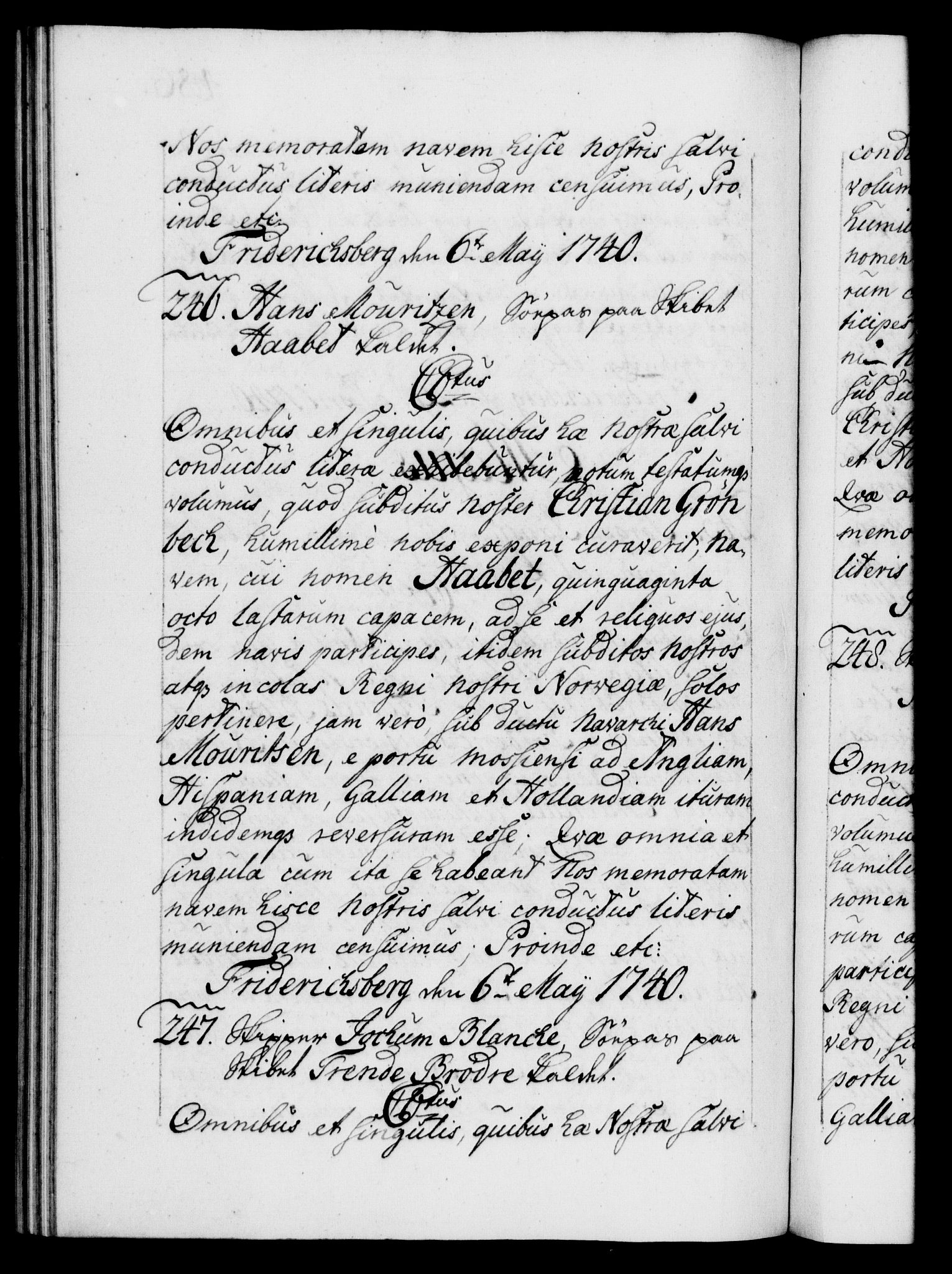 Danske Kanselli 1572-1799, AV/RA-EA-3023/F/Fc/Fca/Fcaa/L0031: Norske registre, 1739-1740, p. 486b