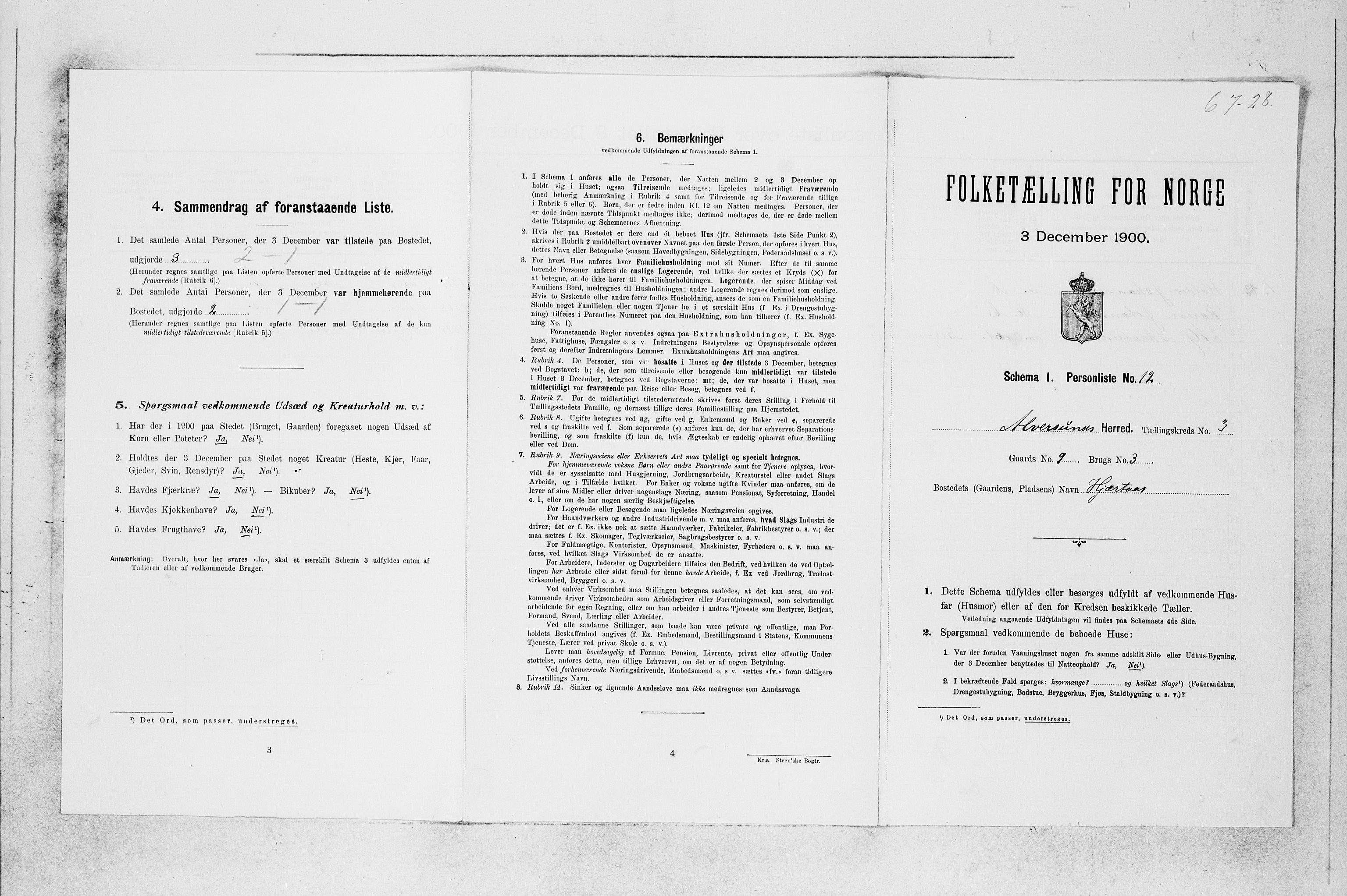 SAB, 1900 census for Alversund, 1900, p. 205