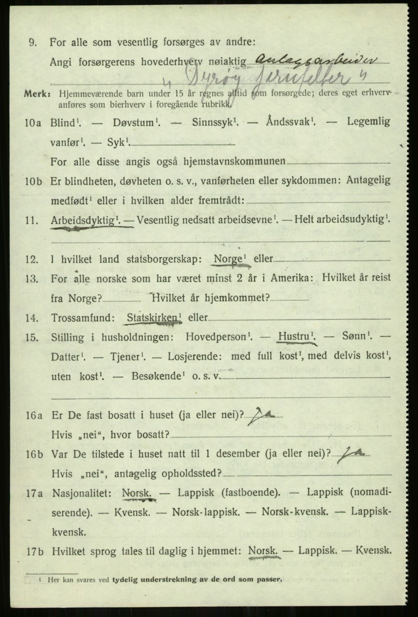 SATØ, 1920 census for Salangen, 1920, p. 2271