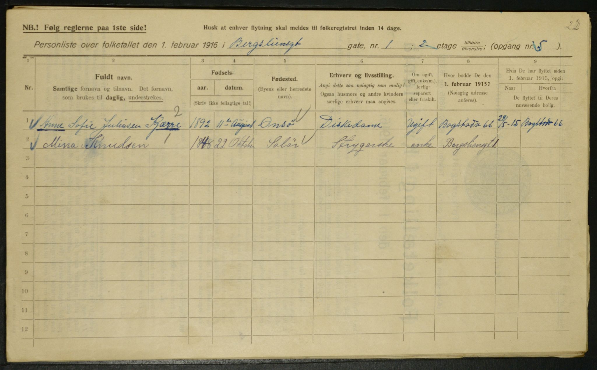 OBA, Municipal Census 1916 for Kristiania, 1916, p. 4074