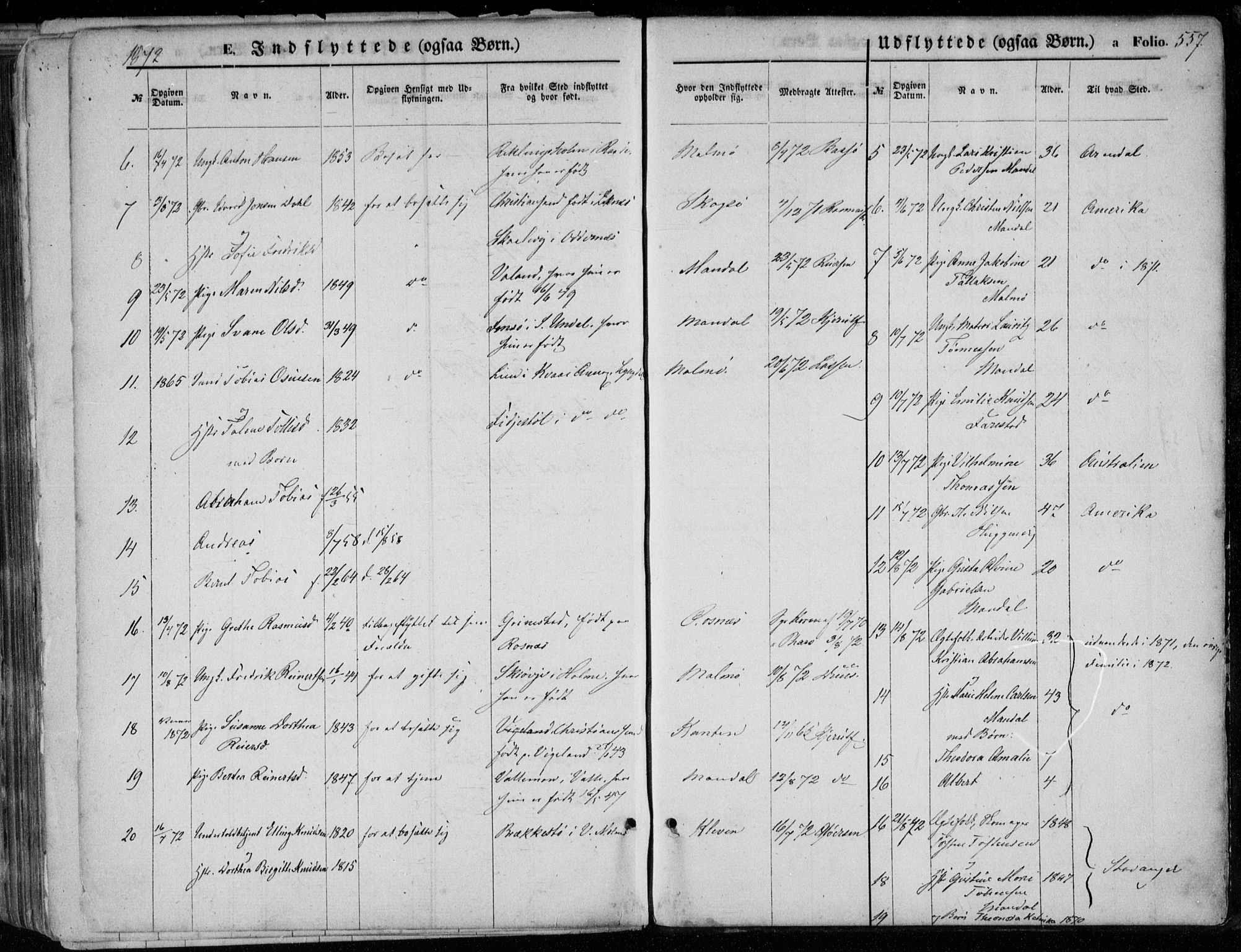 Mandal sokneprestkontor, SAK/1111-0030/F/Fa/Faa/L0014: Parish register (official) no. A 14, 1859-1872, p. 557