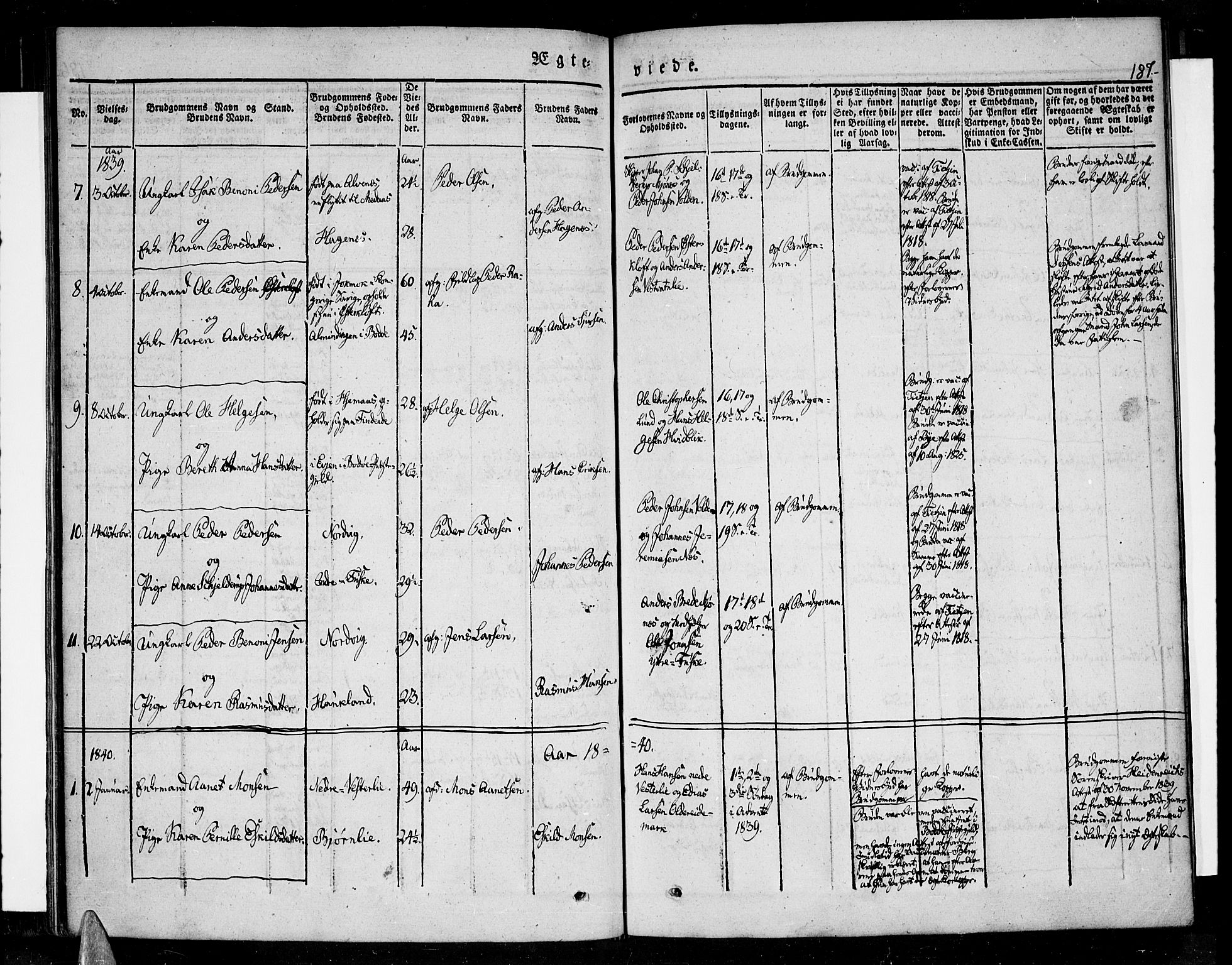 Ministerialprotokoller, klokkerbøker og fødselsregistre - Nordland, SAT/A-1459/852/L0737: Parish register (official) no. 852A07, 1833-1849, p. 187