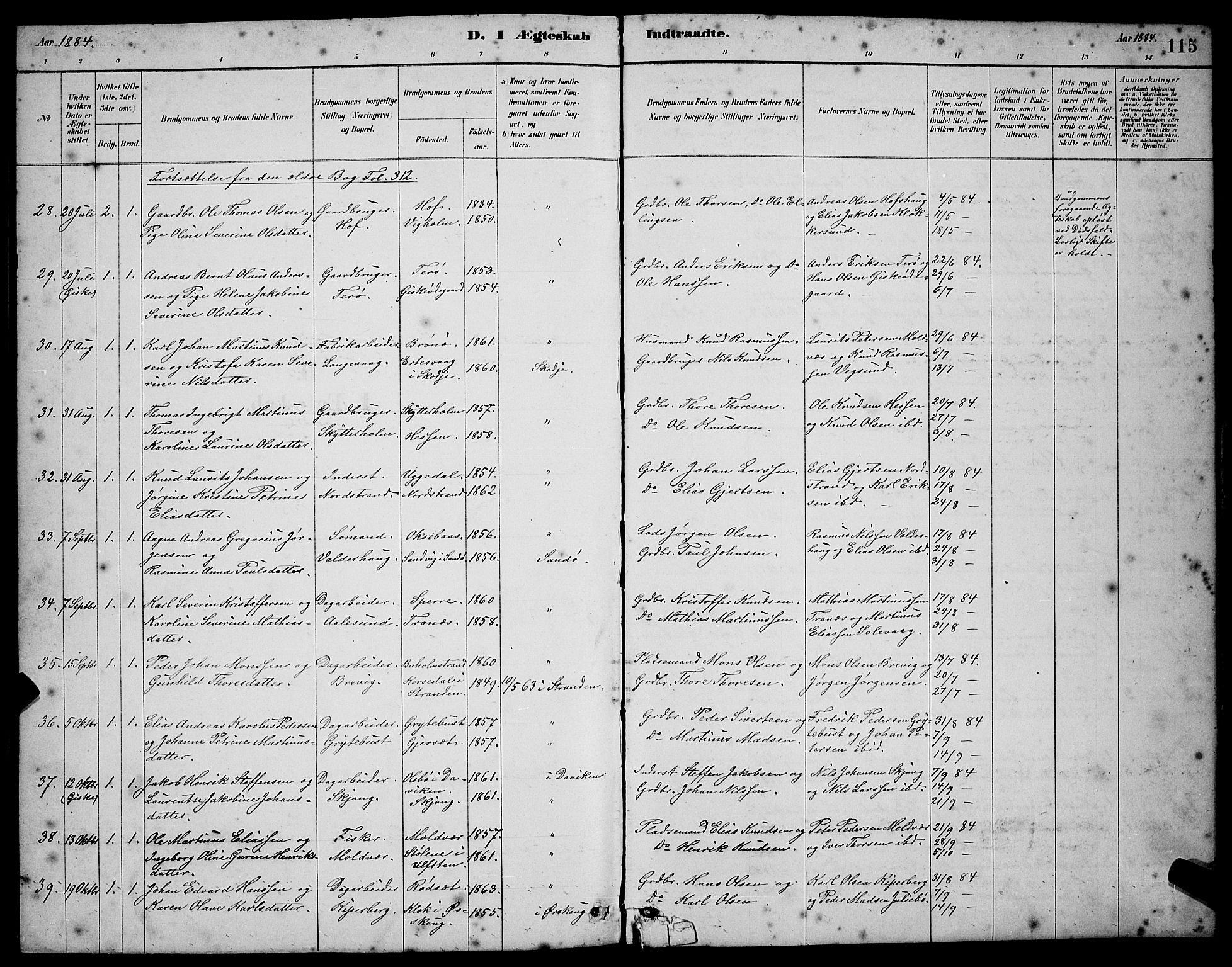 Ministerialprotokoller, klokkerbøker og fødselsregistre - Møre og Romsdal, SAT/A-1454/528/L0430: Parish register (copy) no. 528C11, 1884-1899, p. 115