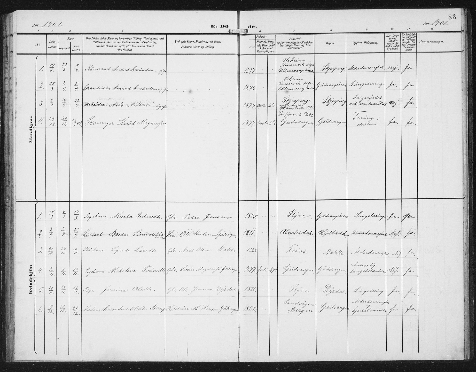 Aurland sokneprestembete, SAB/A-99937/H/Hb/Hbc/L0003: Parish register (copy) no. C 3, 1901-1933, p. 83
