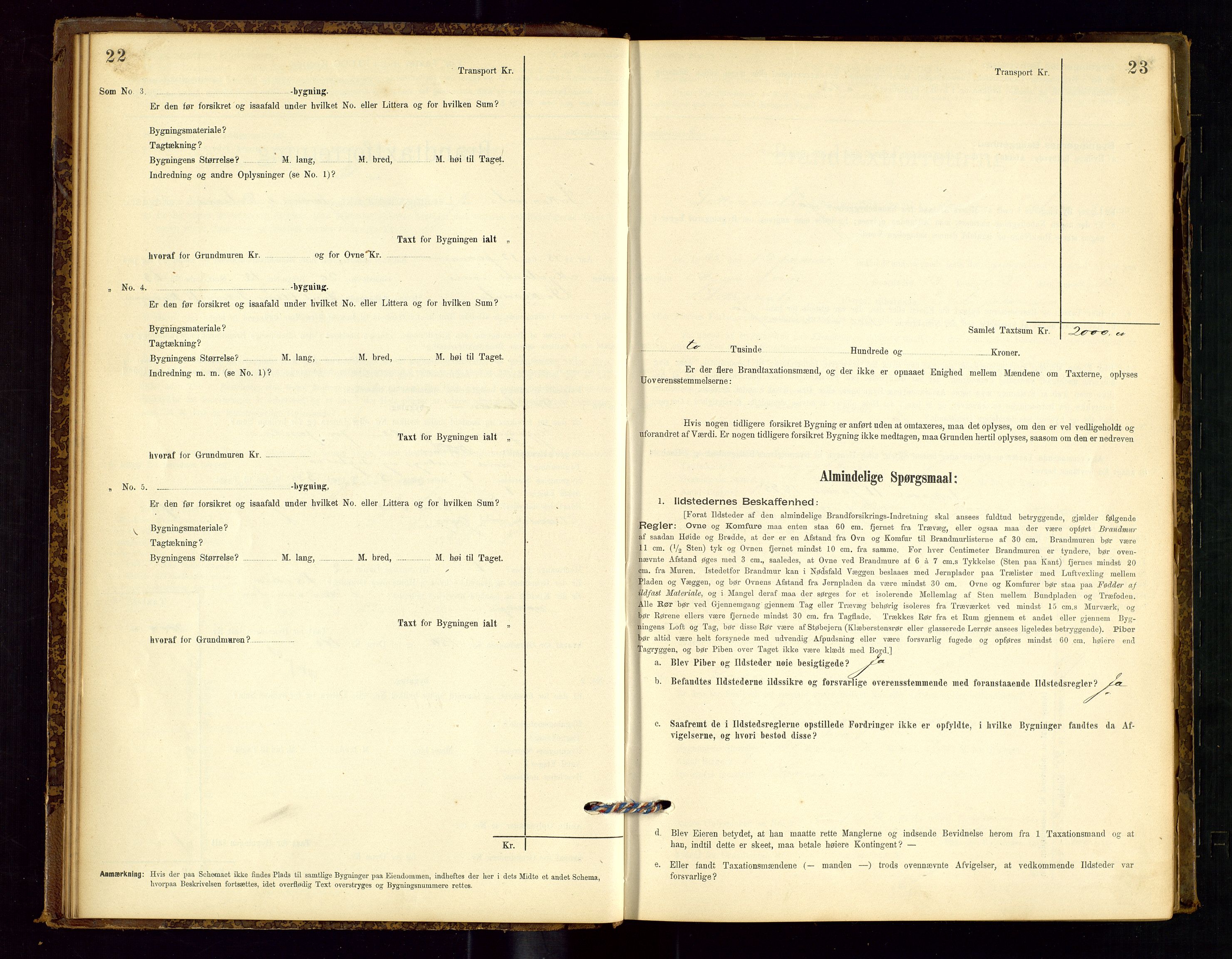 Sokndal lensmannskontor, AV/SAST-A-100417/Gob/L0001: "Brandtaxt-Protokol", 1895-1902, p. 22-23