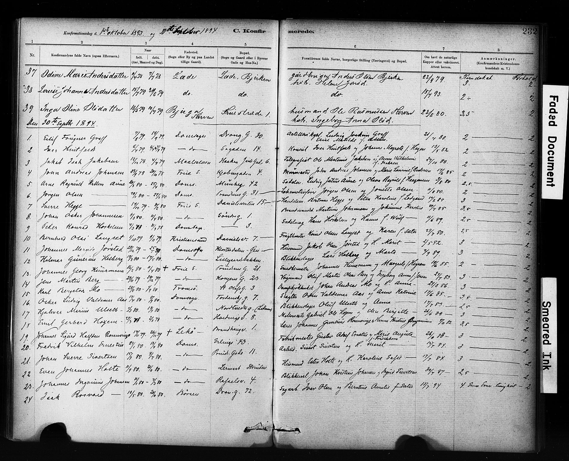 Ministerialprotokoller, klokkerbøker og fødselsregistre - Sør-Trøndelag, SAT/A-1456/601/L0071: Curate's parish register no. 601B04, 1882-1931, p. 232