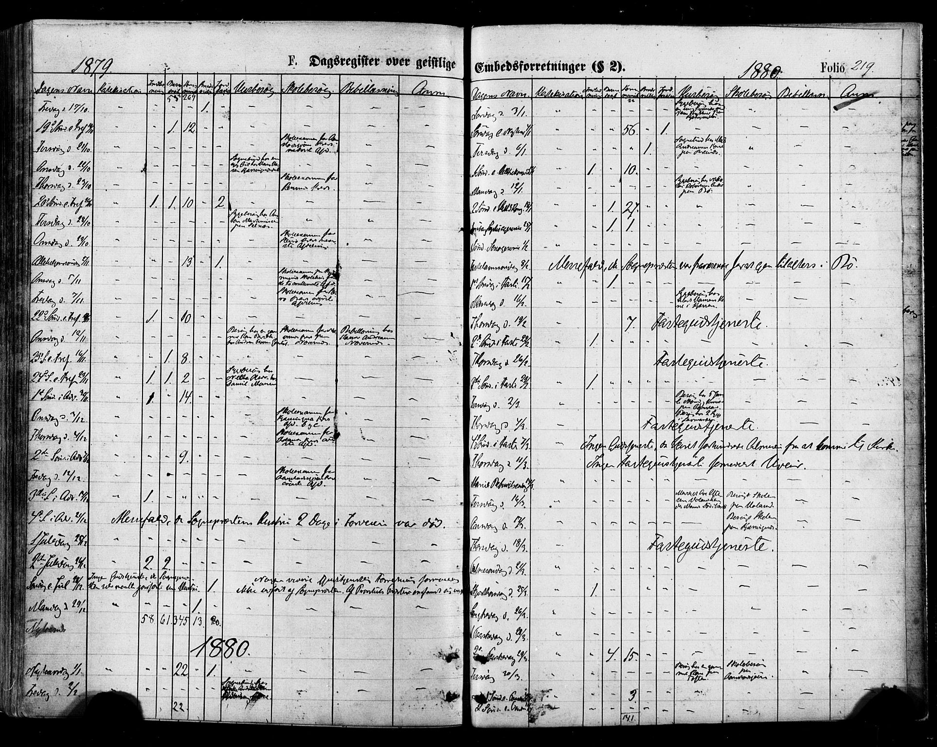 Ministerialprotokoller, klokkerbøker og fødselsregistre - Nordland, AV/SAT-A-1459/895/L1370: Parish register (official) no. 895A05, 1873-1884, p. 219