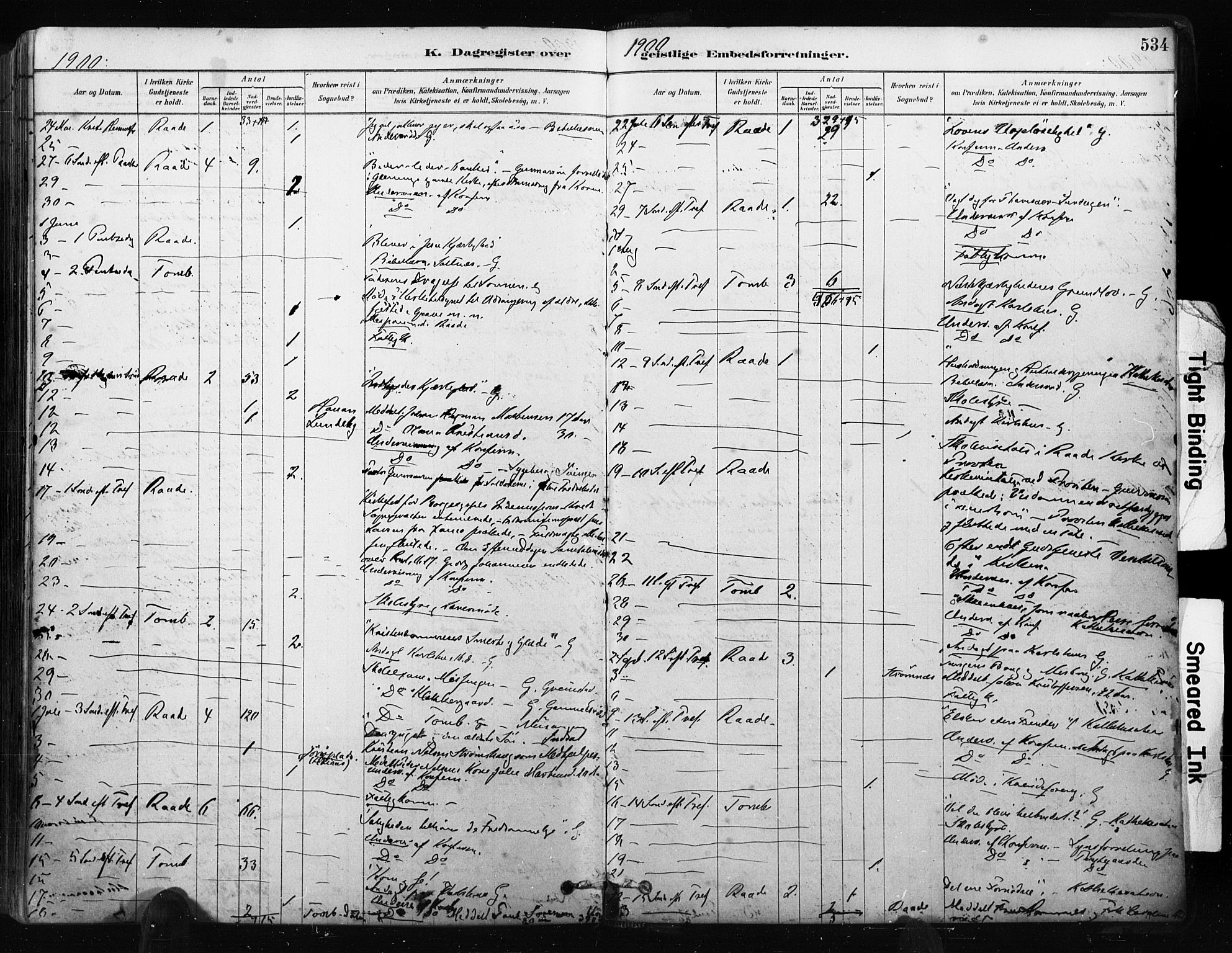 Råde prestekontor kirkebøker, AV/SAO-A-2009/F/Fa/L0007: Parish register (official) no. 7, 1878-1902, p. 534