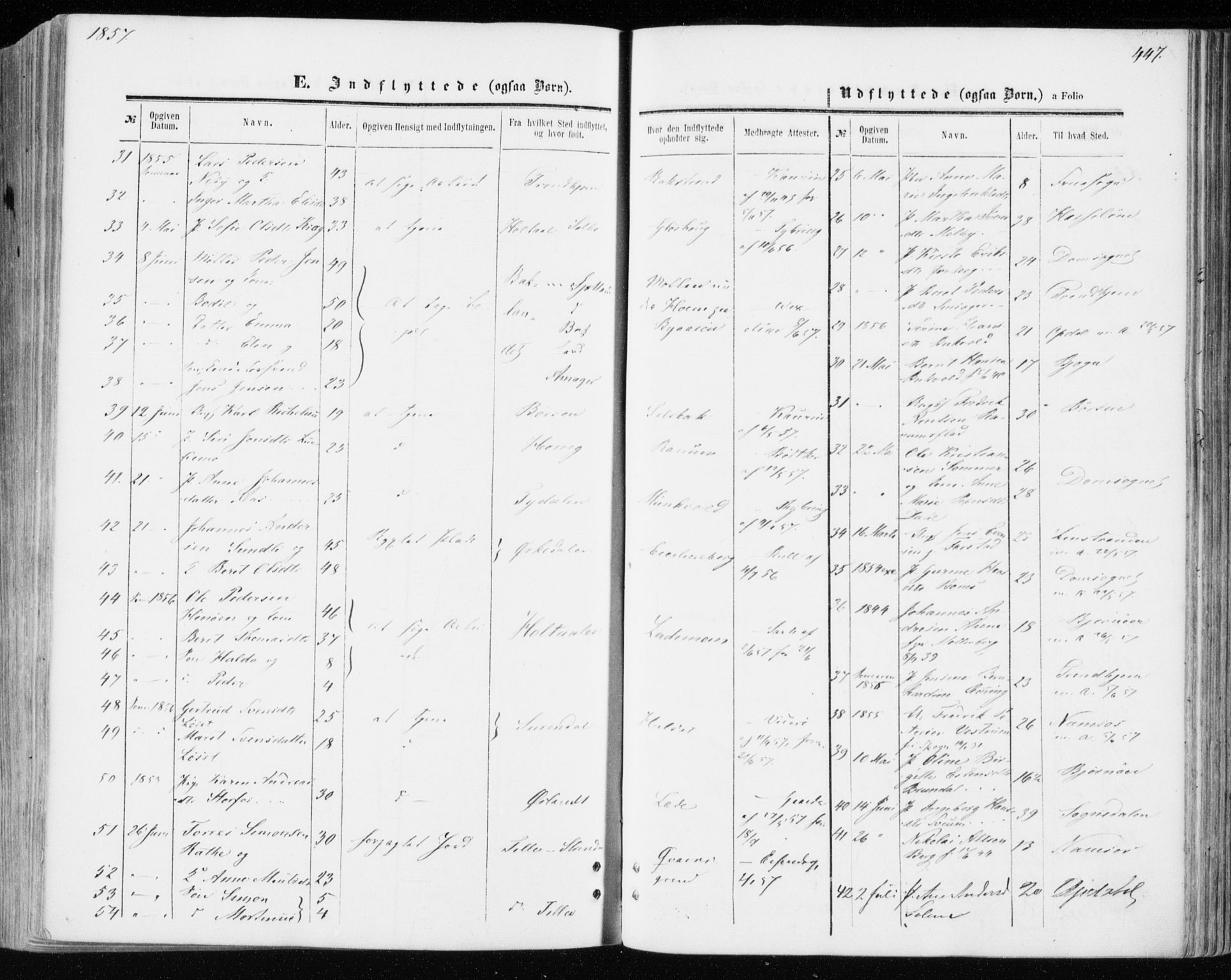 Ministerialprotokoller, klokkerbøker og fødselsregistre - Sør-Trøndelag, SAT/A-1456/606/L0292: Parish register (official) no. 606A07, 1856-1865, p. 447