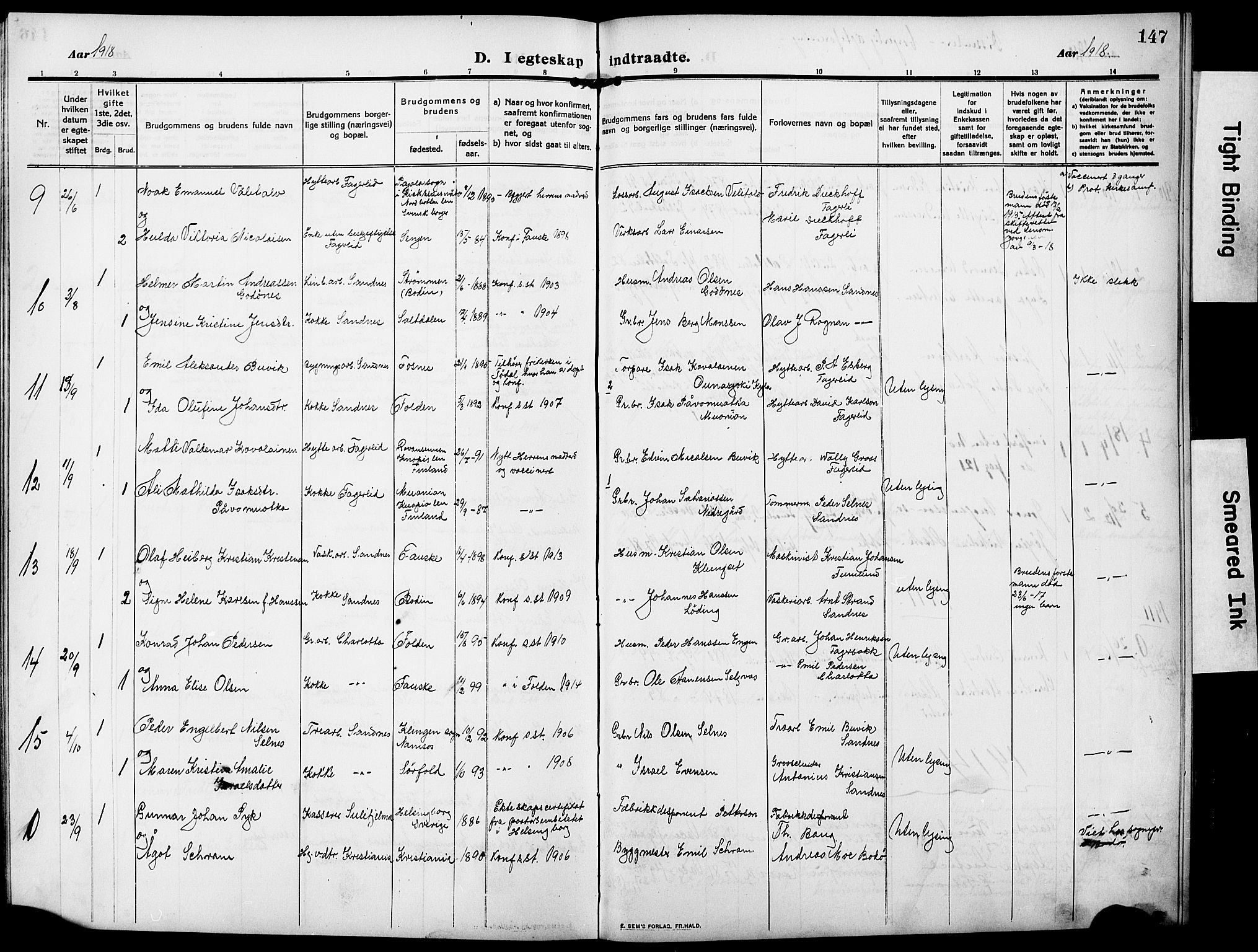 Ministerialprotokoller, klokkerbøker og fødselsregistre - Nordland, AV/SAT-A-1459/850/L0710: Parish register (official) no. 850A02, 1910-1920, p. 147