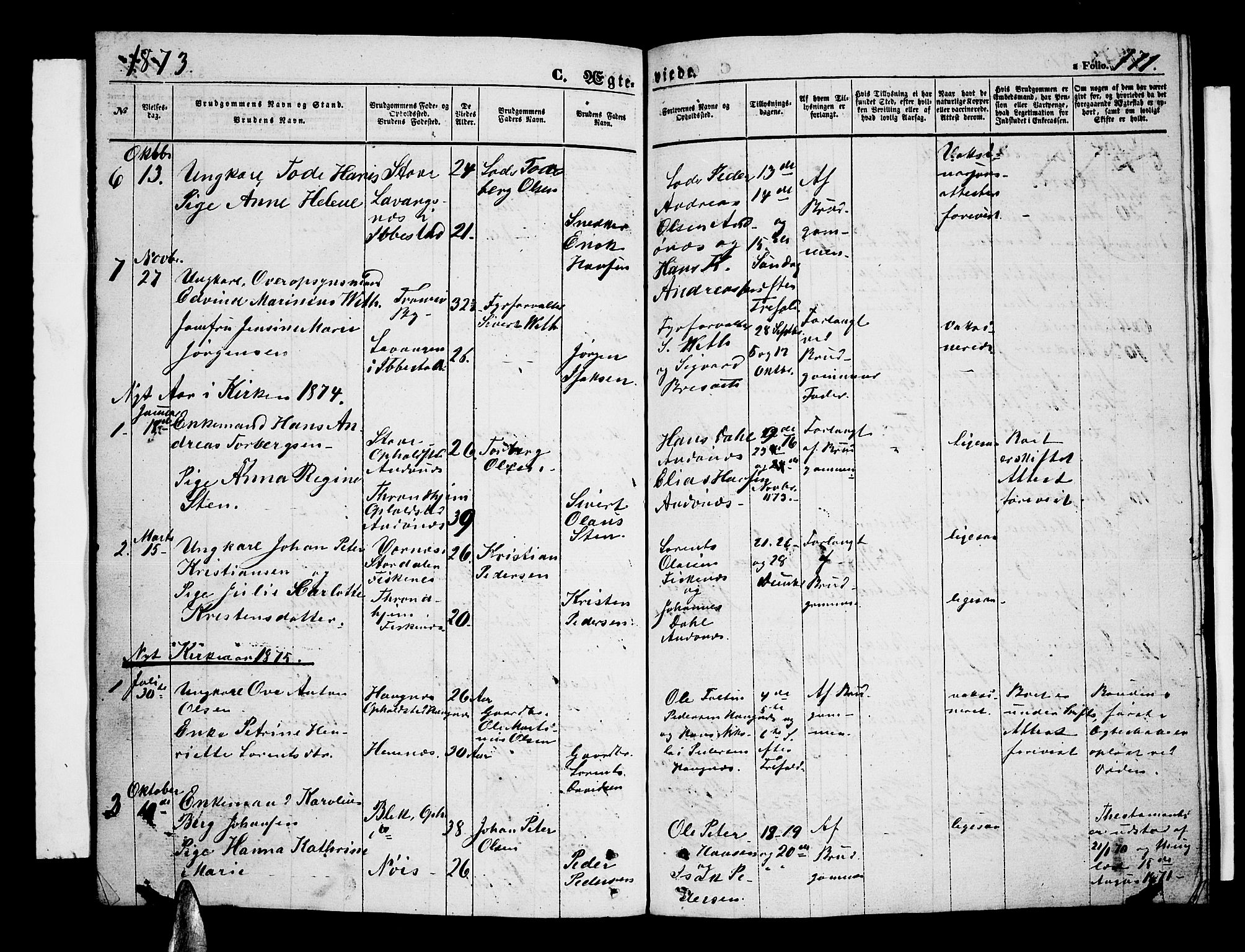 Ministerialprotokoller, klokkerbøker og fødselsregistre - Nordland, AV/SAT-A-1459/899/L1447: Parish register (copy) no. 899C02, 1855-1886, p. 171