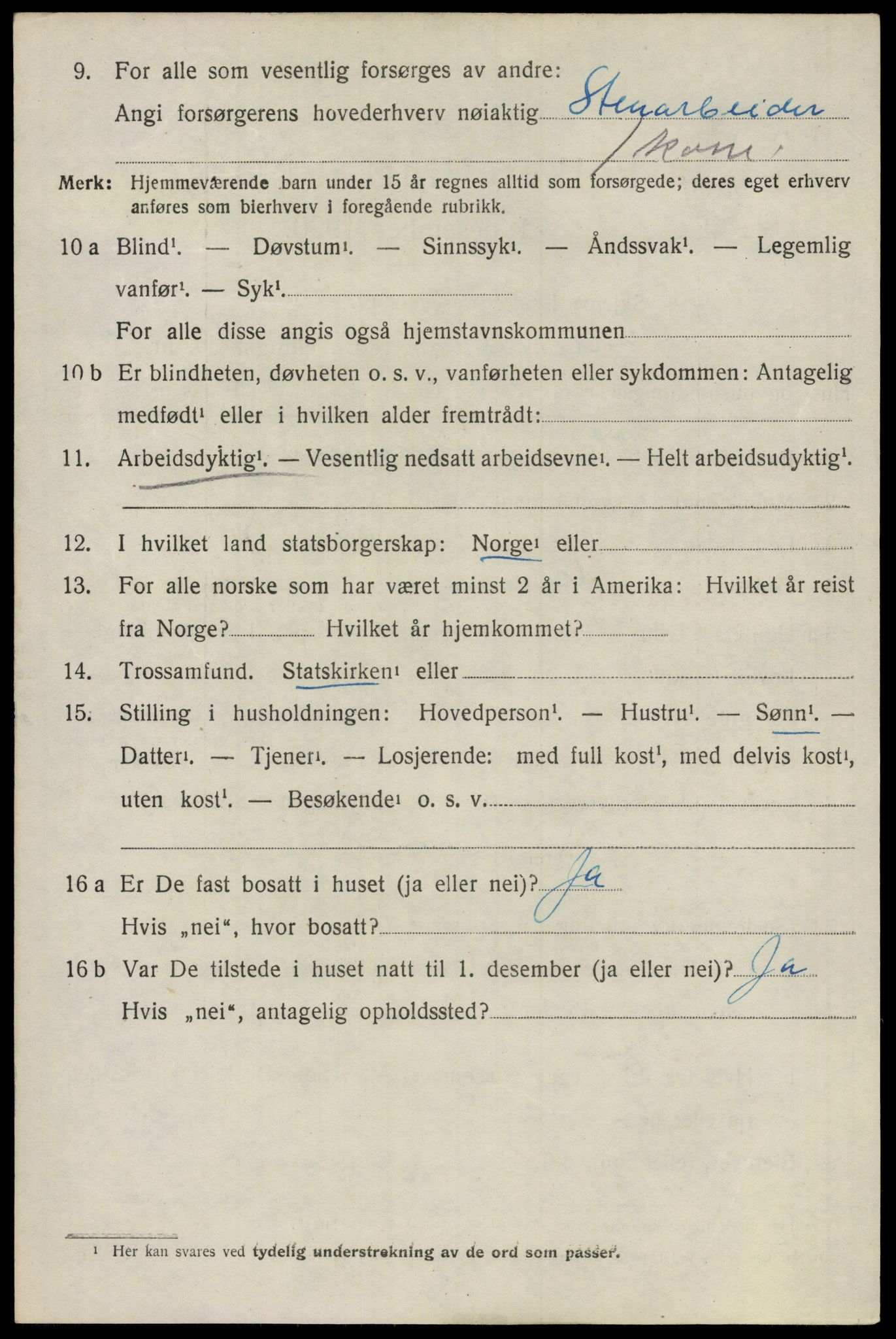 SAO, 1920 census for Ullensaker, 1920, p. 9038