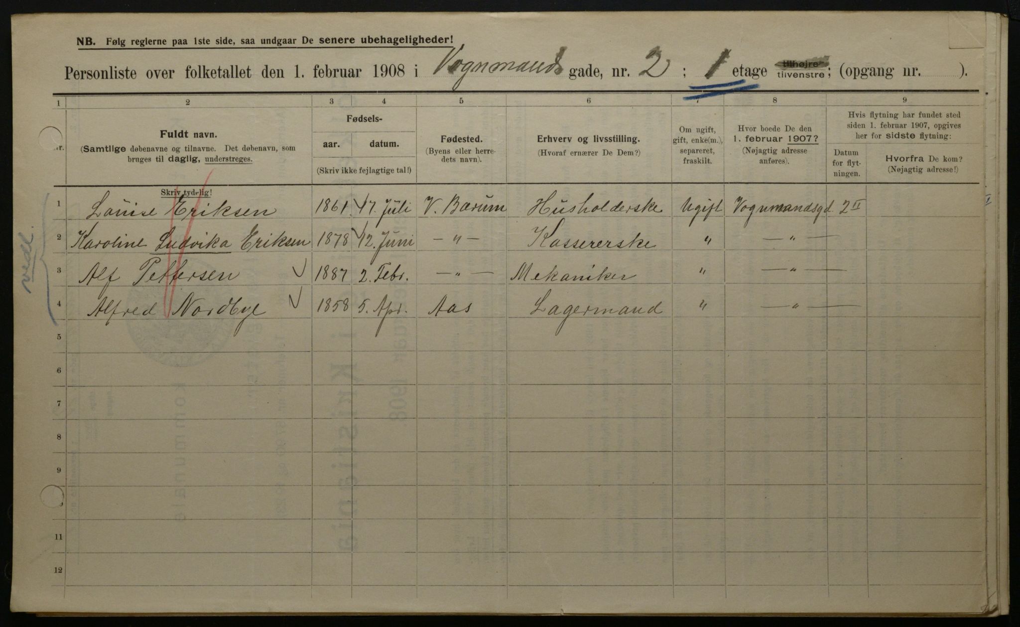 OBA, Municipal Census 1908 for Kristiania, 1908, p. 111428