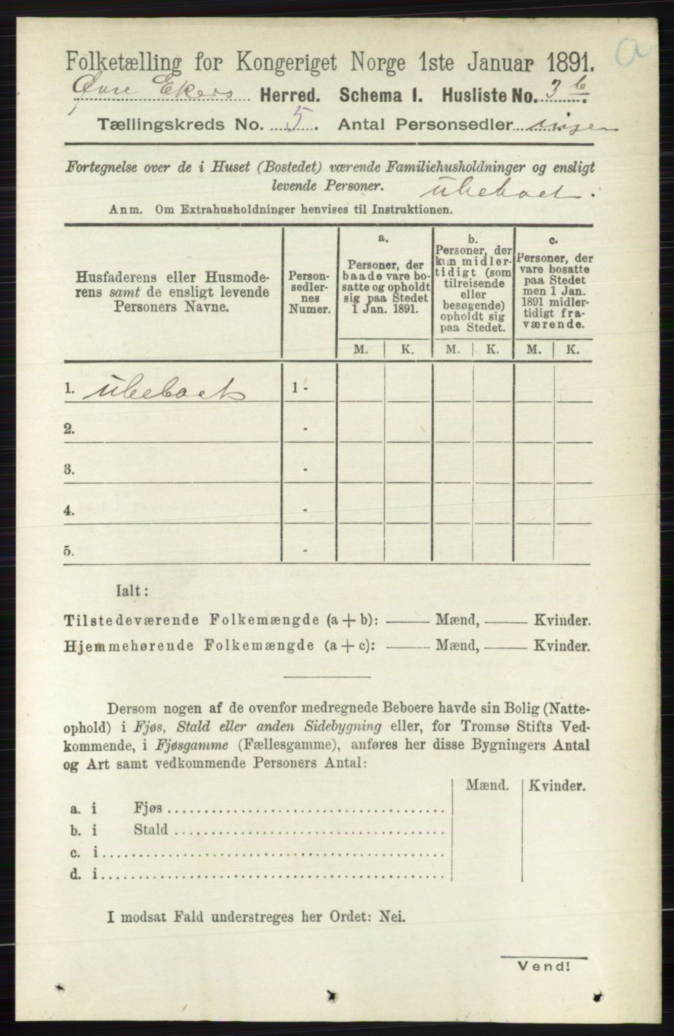 RA, 1891 census for 0624 Øvre Eiker, 1891, p. 1776