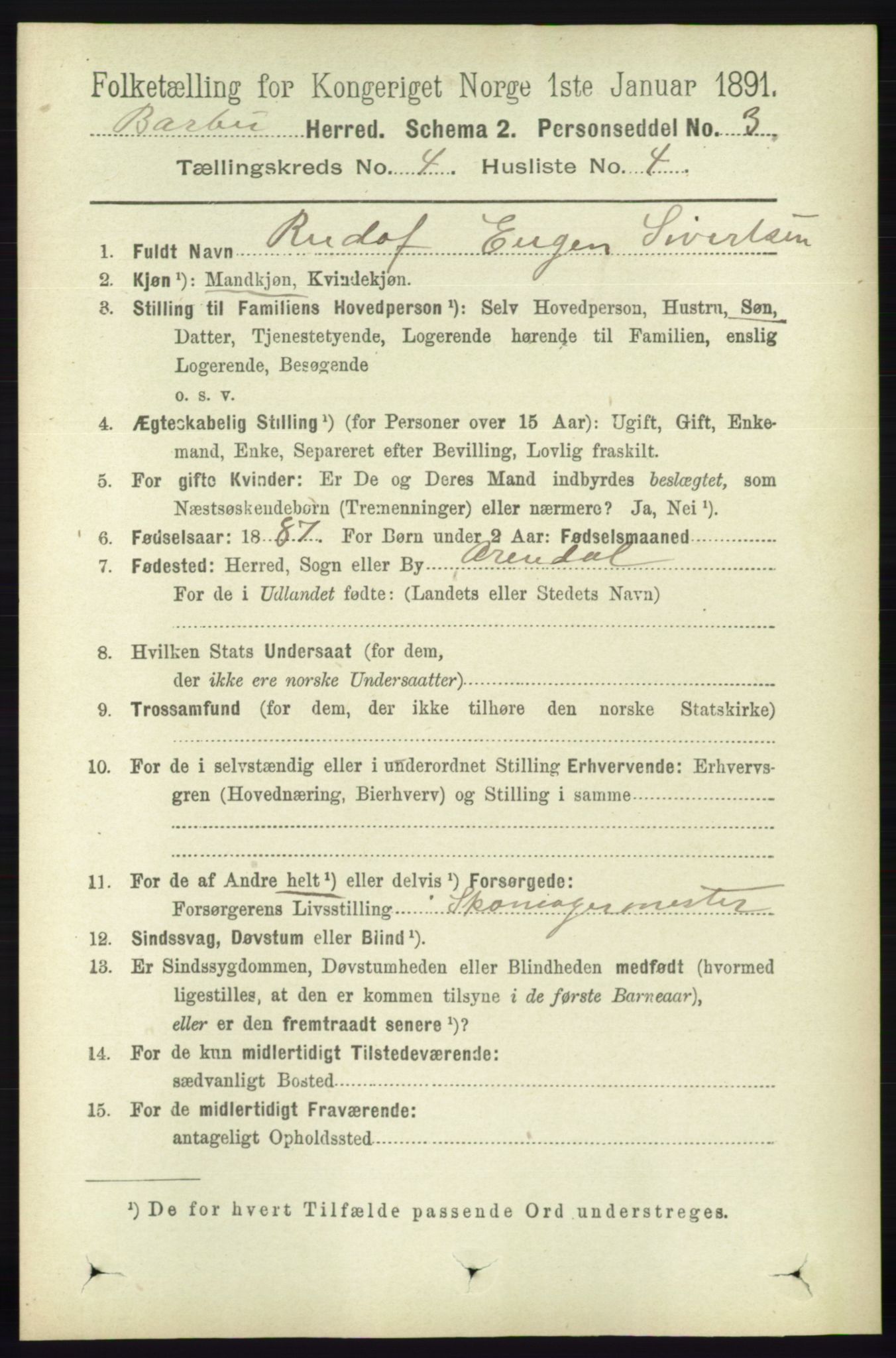 RA, 1891 census for 0990 Barbu, 1891, p. 2468