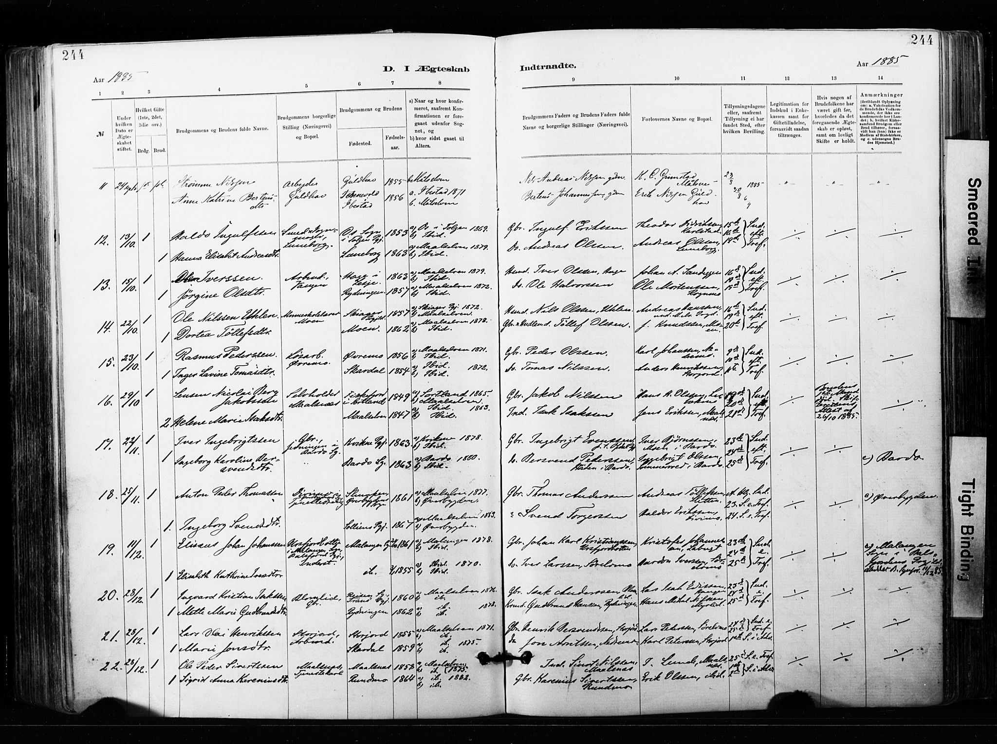 Målselv sokneprestembete, AV/SATØ-S-1311/G/Ga/Gaa/L0007kirke: Parish register (official) no. 7, 1884-1903, p. 244