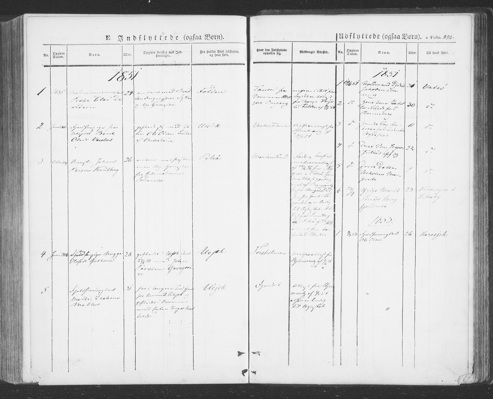 Tana sokneprestkontor, SATØ/S-1334/H/Ha/L0001kirke: Parish register (official) no. 1, 1846-1861, p. 292