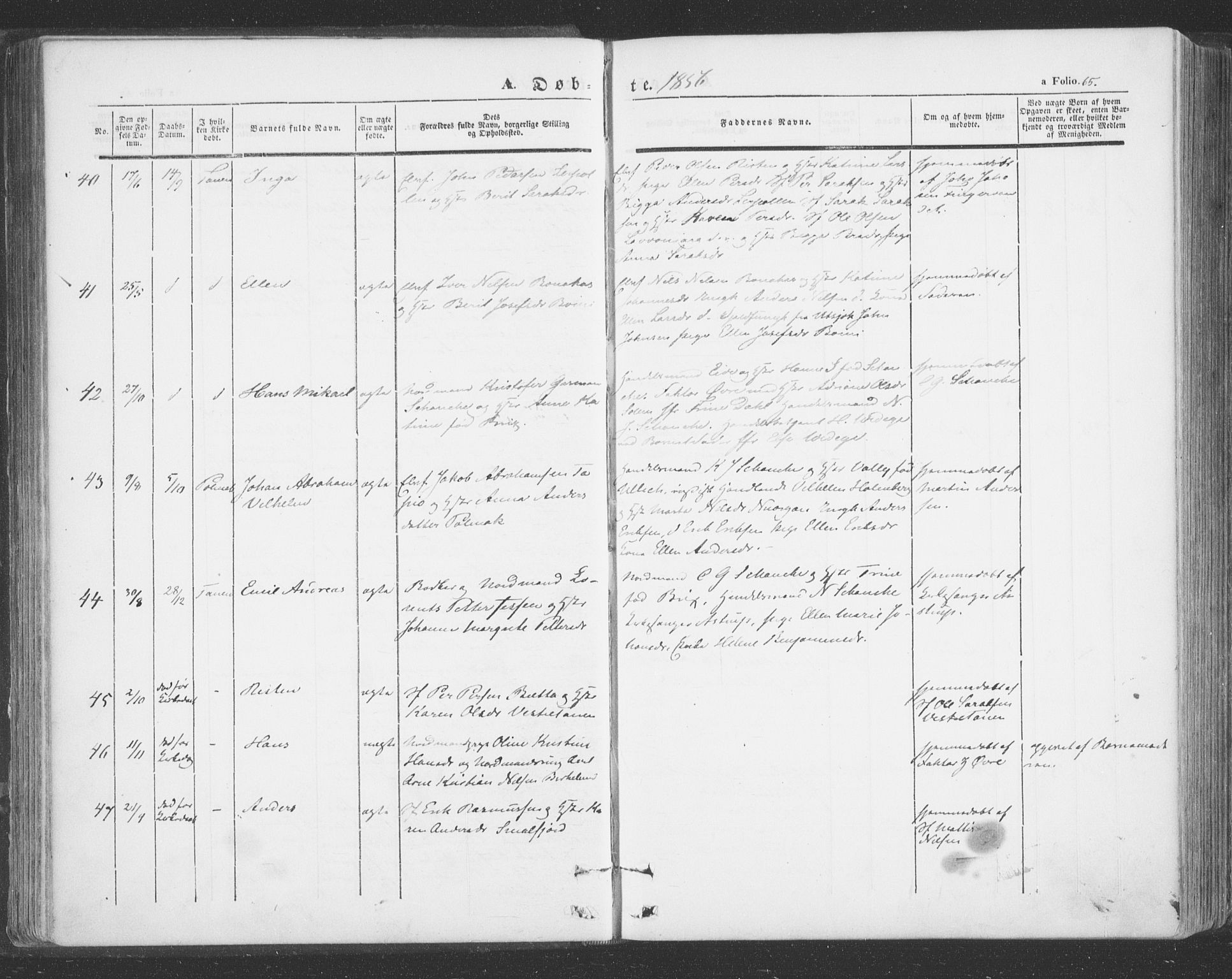 Tana sokneprestkontor, SATØ/S-1334/H/Ha/L0001kirke: Parish register (official) no. 1, 1846-1861, p. 65